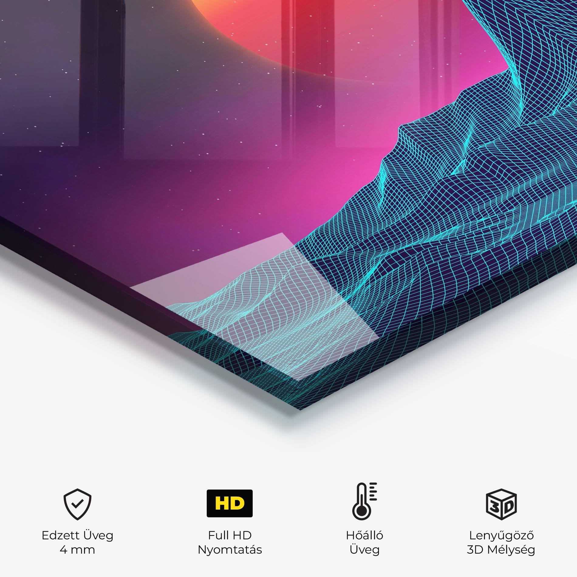 Konyhai üveg hátfal Yellow Orange Planet mockup 2