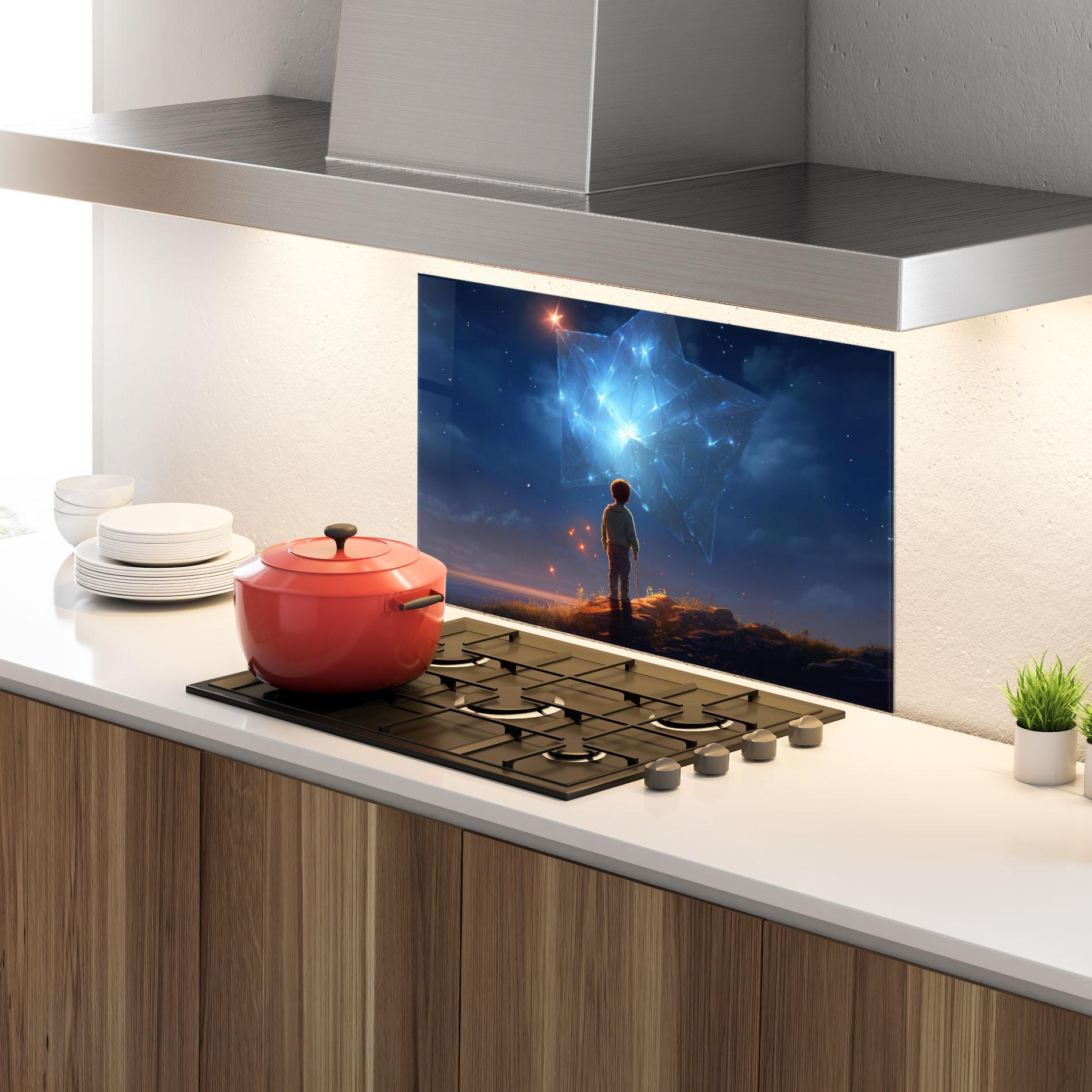 Konyhai üveg hátfal Blue Star Floating mockup 4