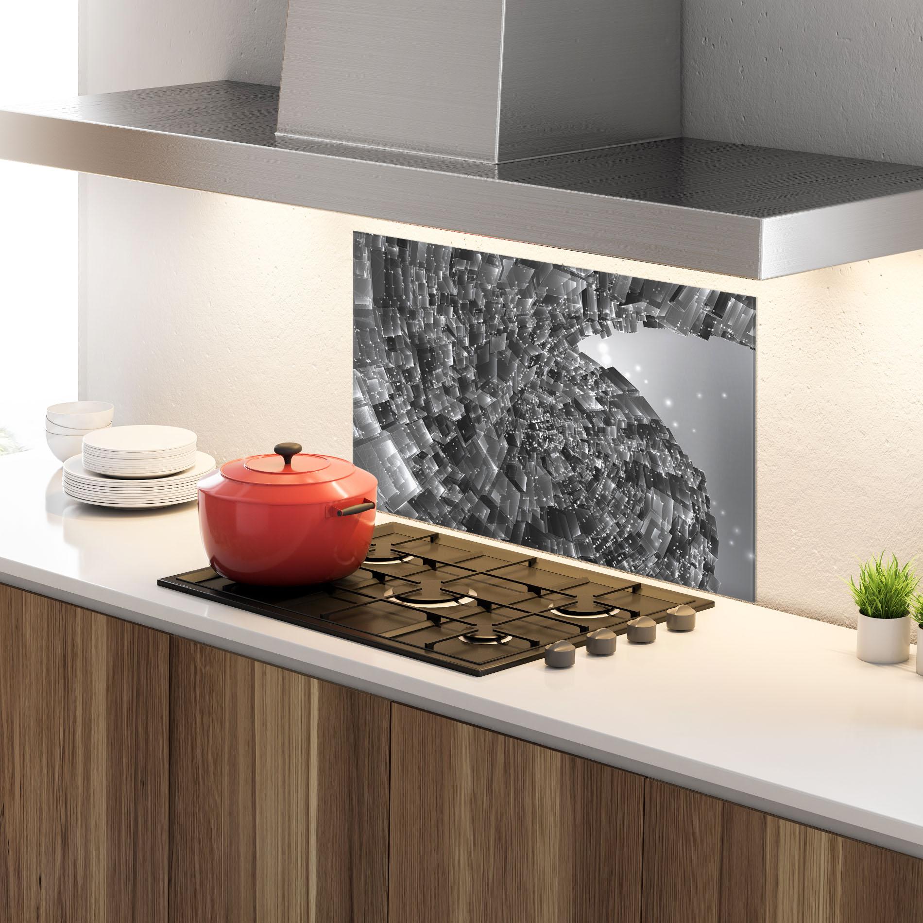 Konyhai üveg hátfal Grey Shape View mockup 4