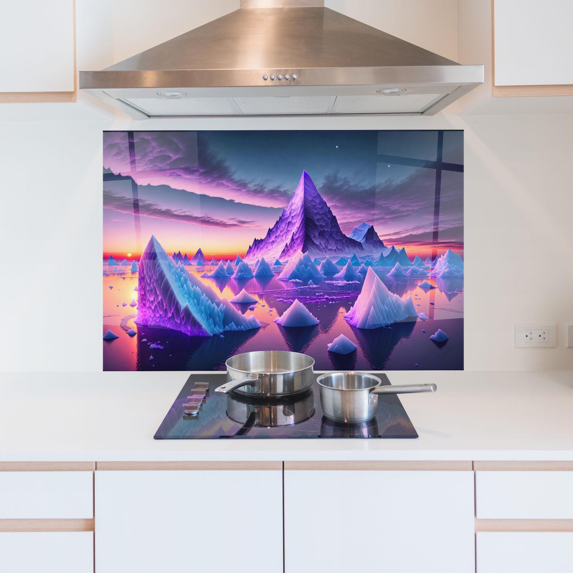 Konyhai üveg hátfal Floating Iceberg mockup 5