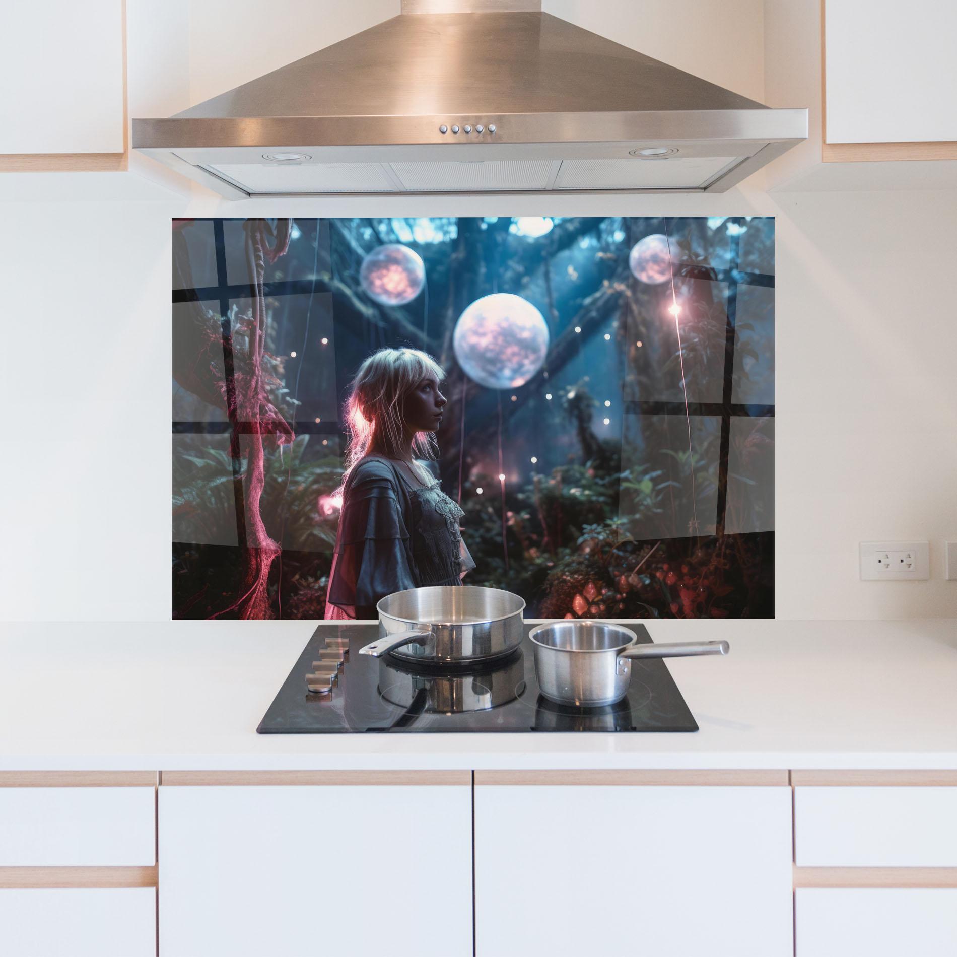 Konyhai üveg hátfal Glowing Balls Floating mockup 5