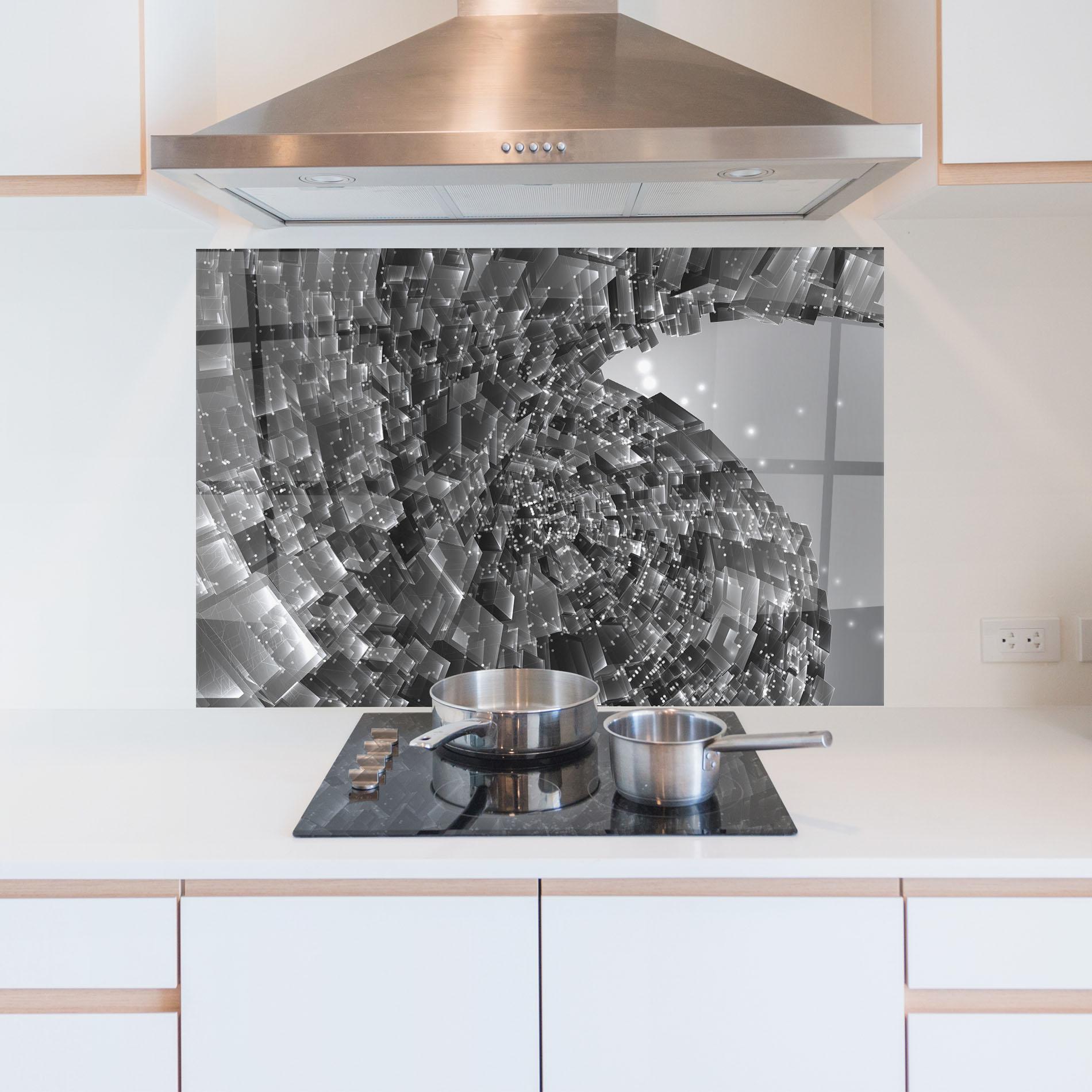 Konyhai üveg hátfal Grey Shape View mockup 5