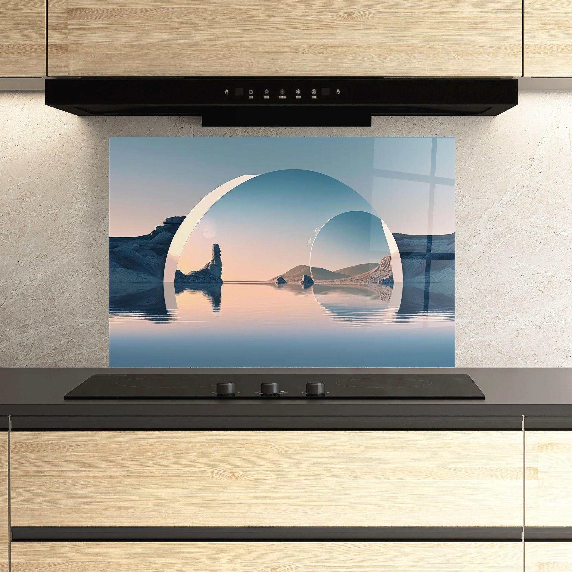 Konyhai üveg hátfal 3d Fantastic Elements mockup 3