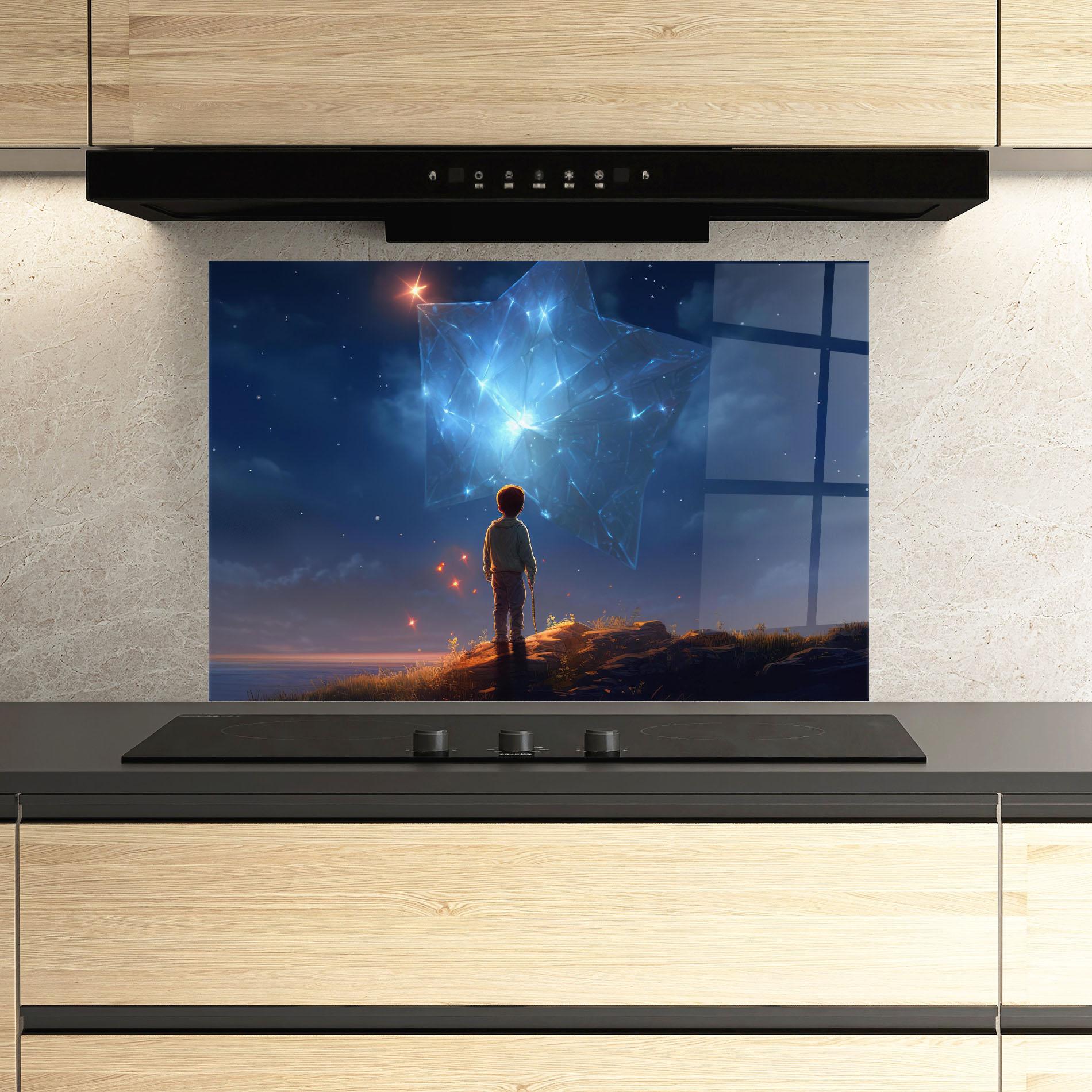 Konyhai üveg hátfal Blue Star Floating mockup 3