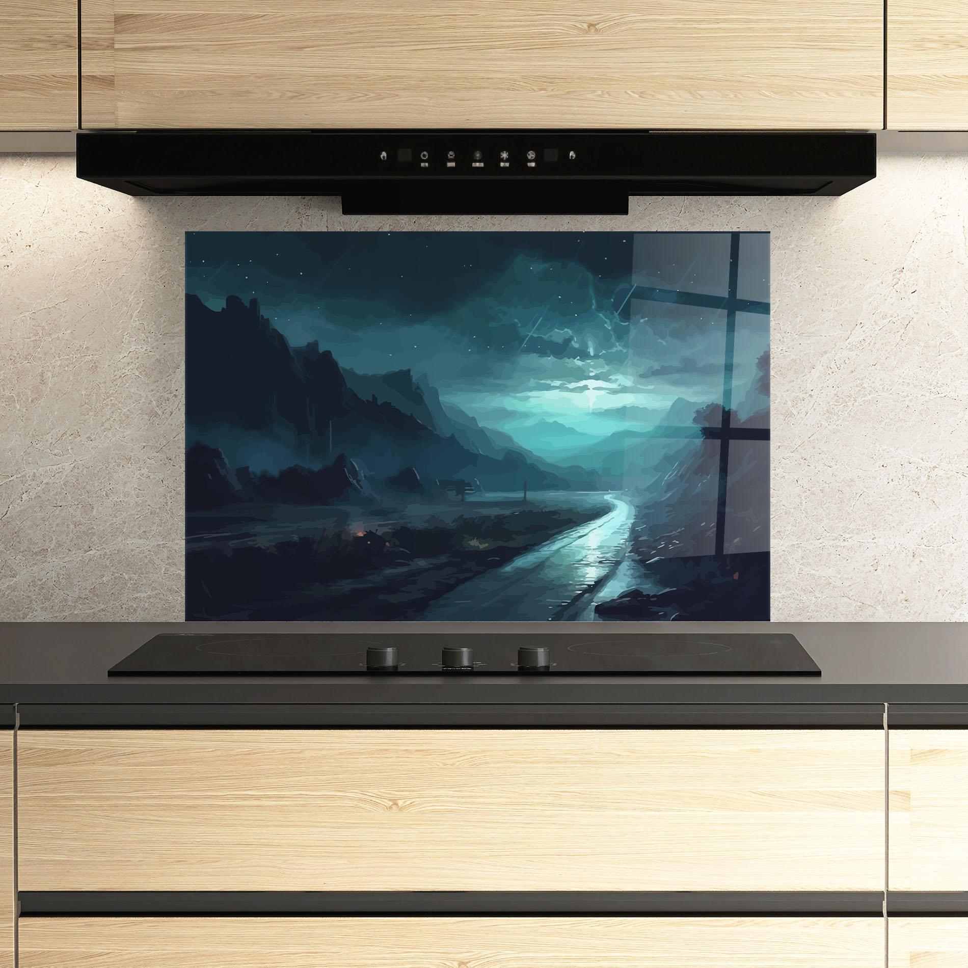 Konyhai üveg hátfal Blue Universe mockup 3