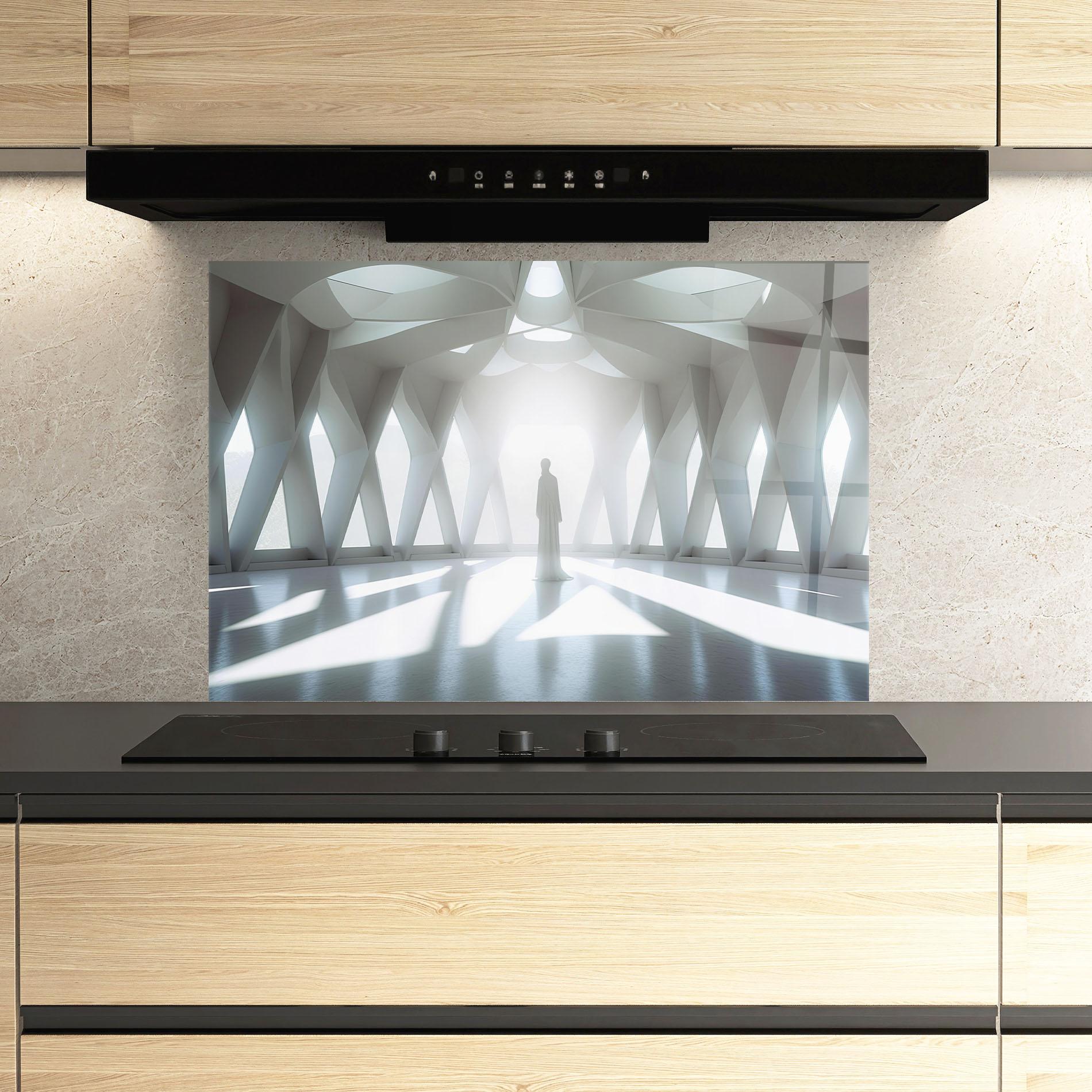 Konyhai üveg hátfal Bright Room Statue mockup 3