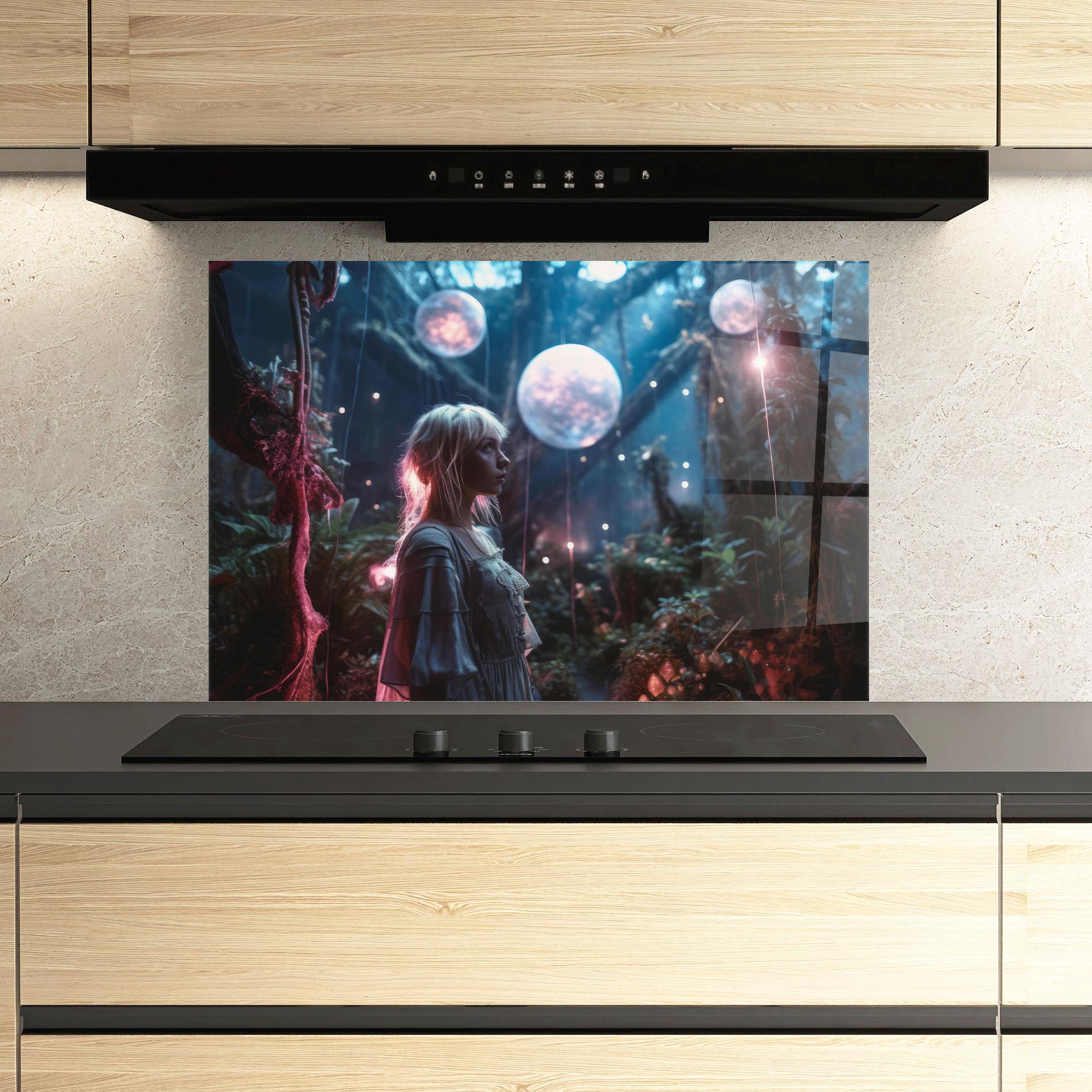 Konyhai üveg hátfal Glowing Balls Floating mockup 3