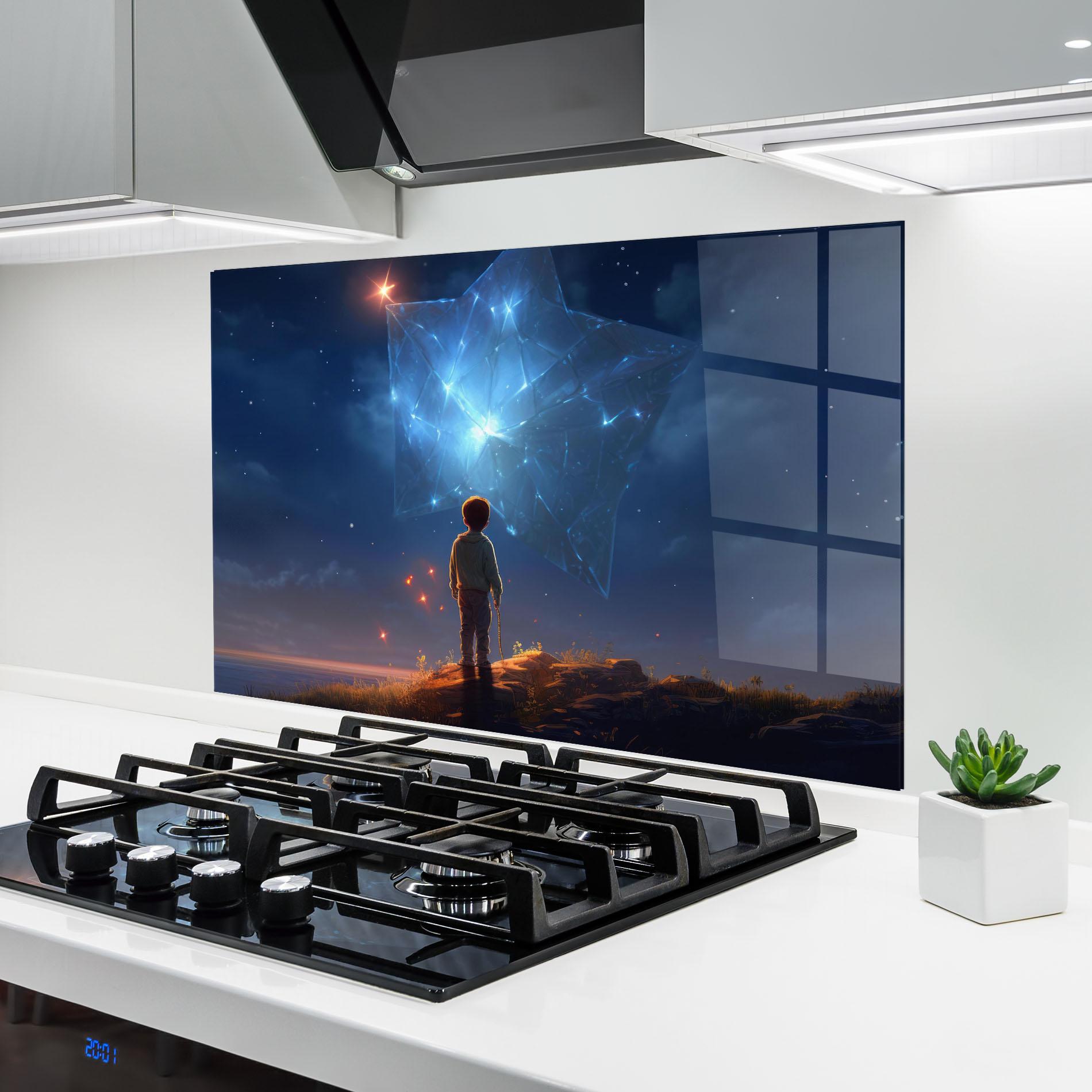 Konyhai üveg hátfal Blue Star Floating mockup 6