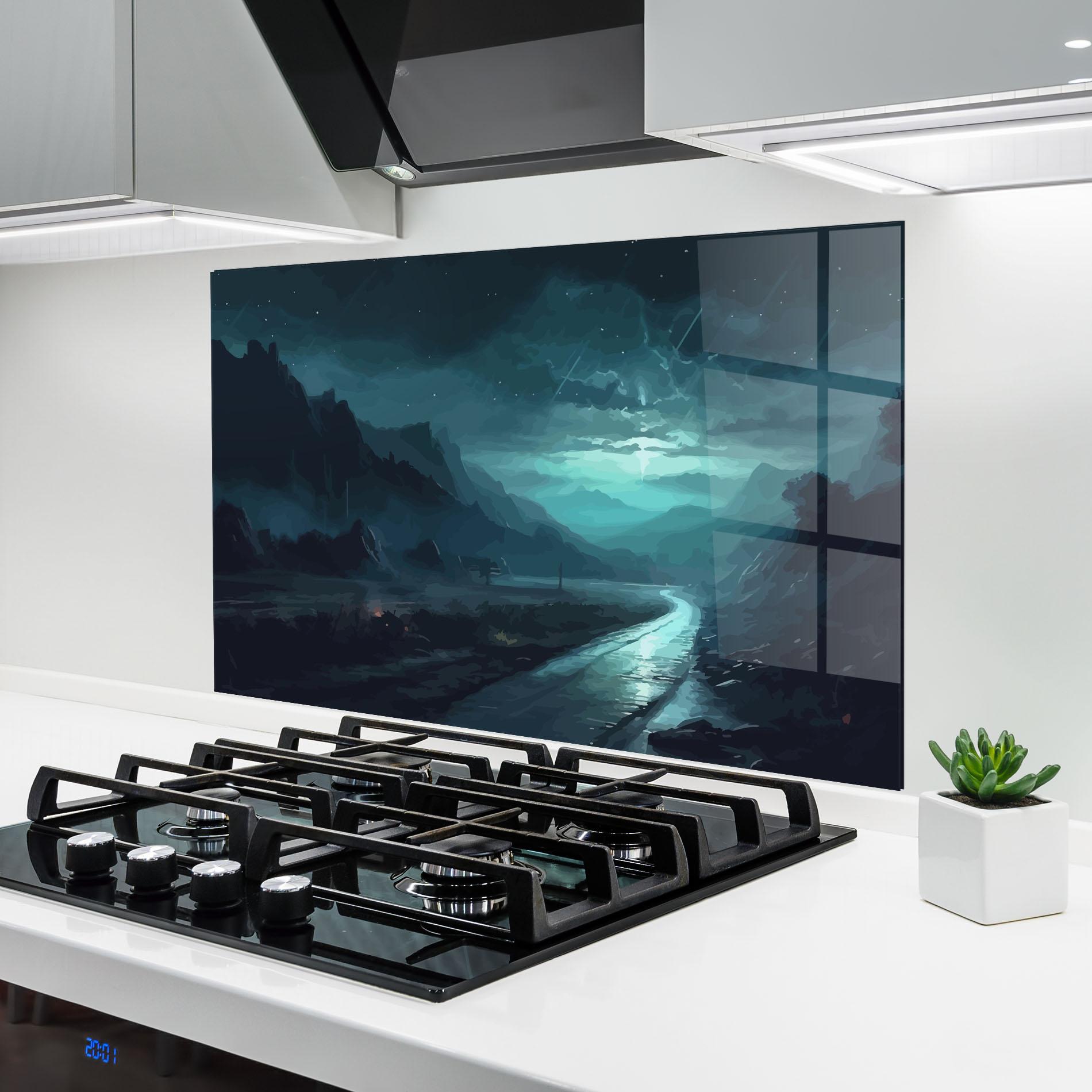 Konyhai üveg hátfal Blue Universe mockup 6