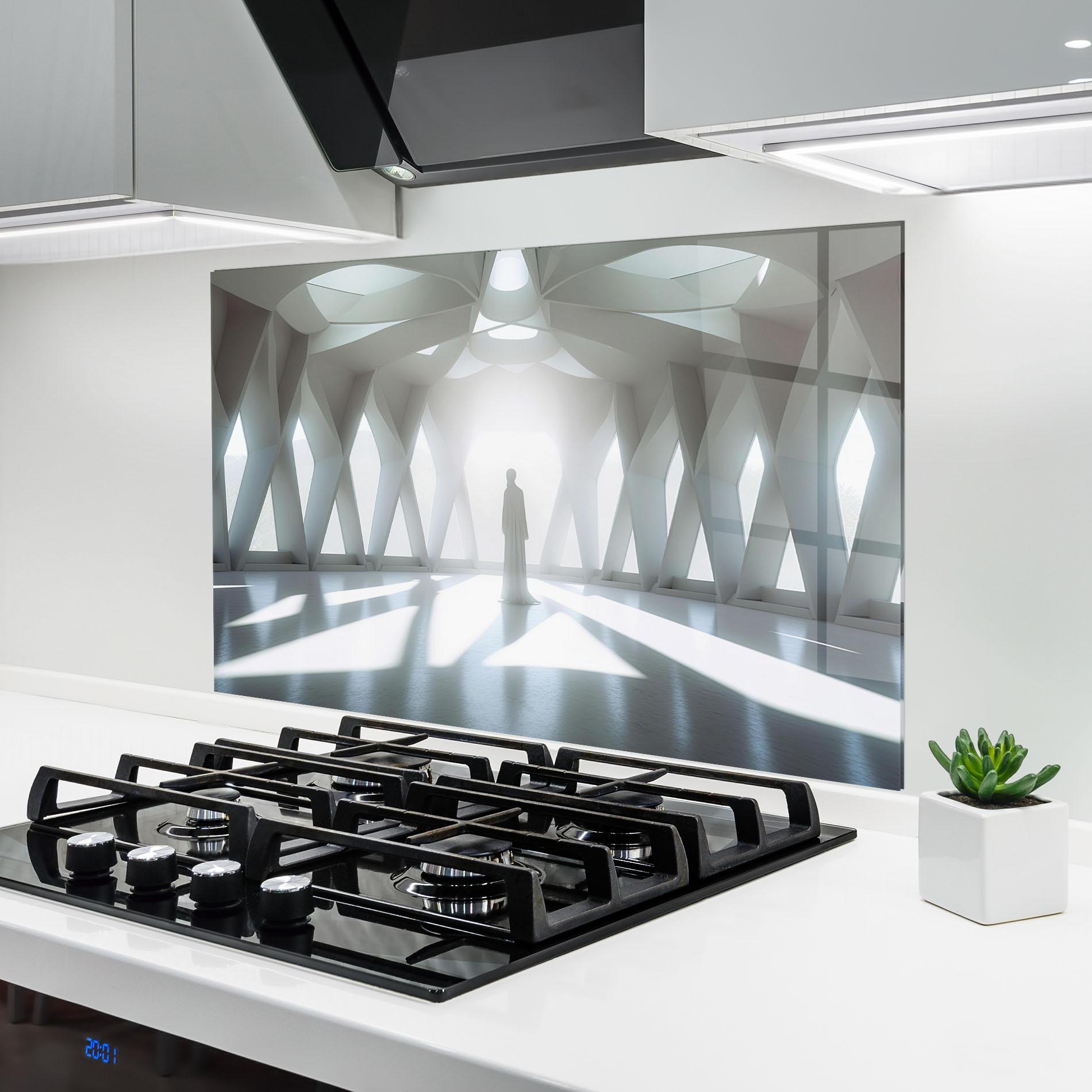 Konyhai üveg hátfal Bright Room Statue mockup 6