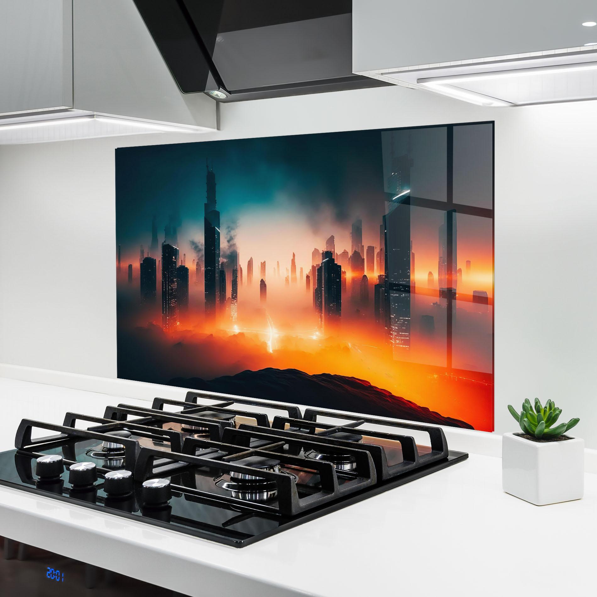 Konyhai üveg hátfal City S Skyline mockup 6
