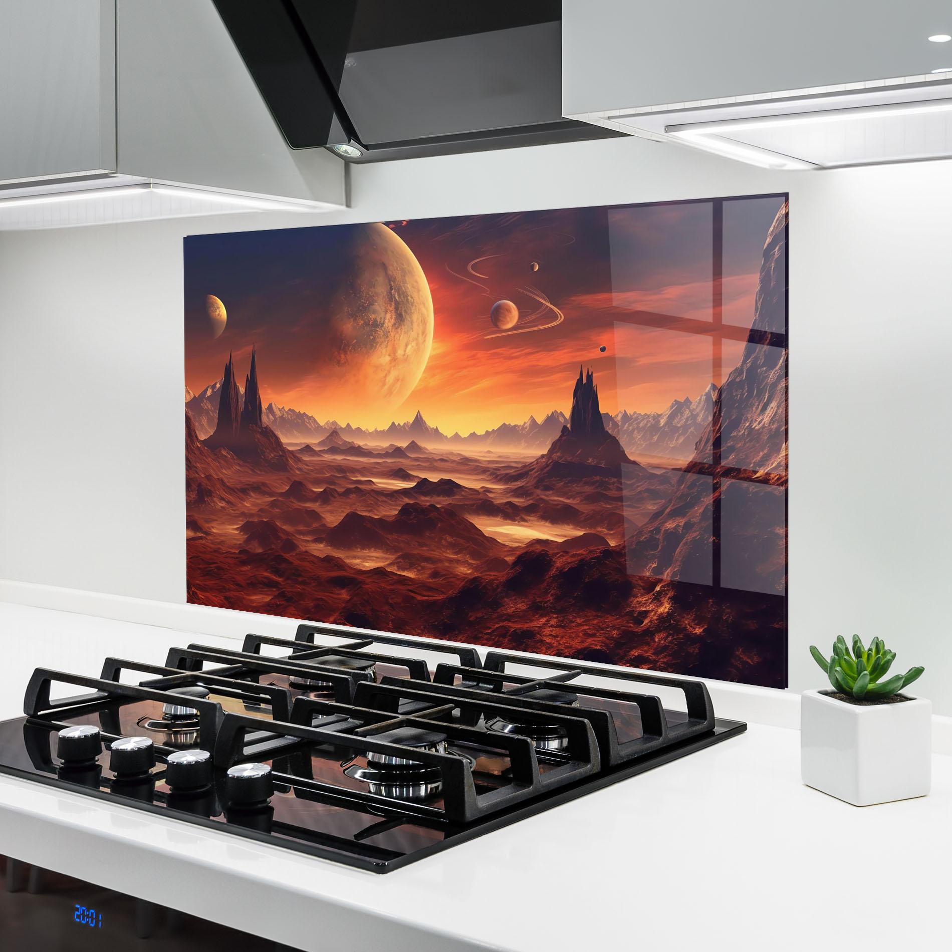 Konyhai üveg hátfal Fiery Orange Sunset mockup 6