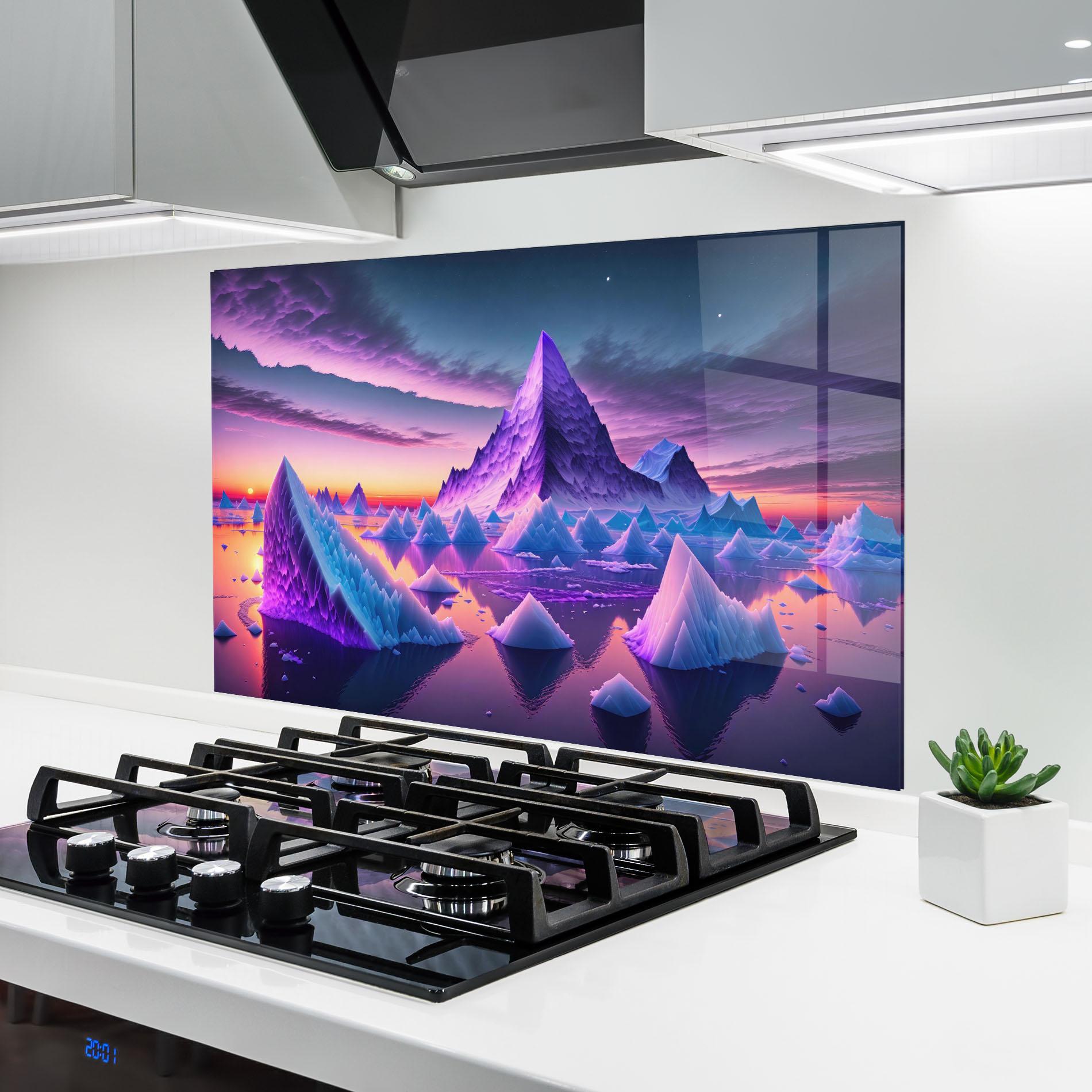Konyhai üveg hátfal Floating Iceberg mockup 6