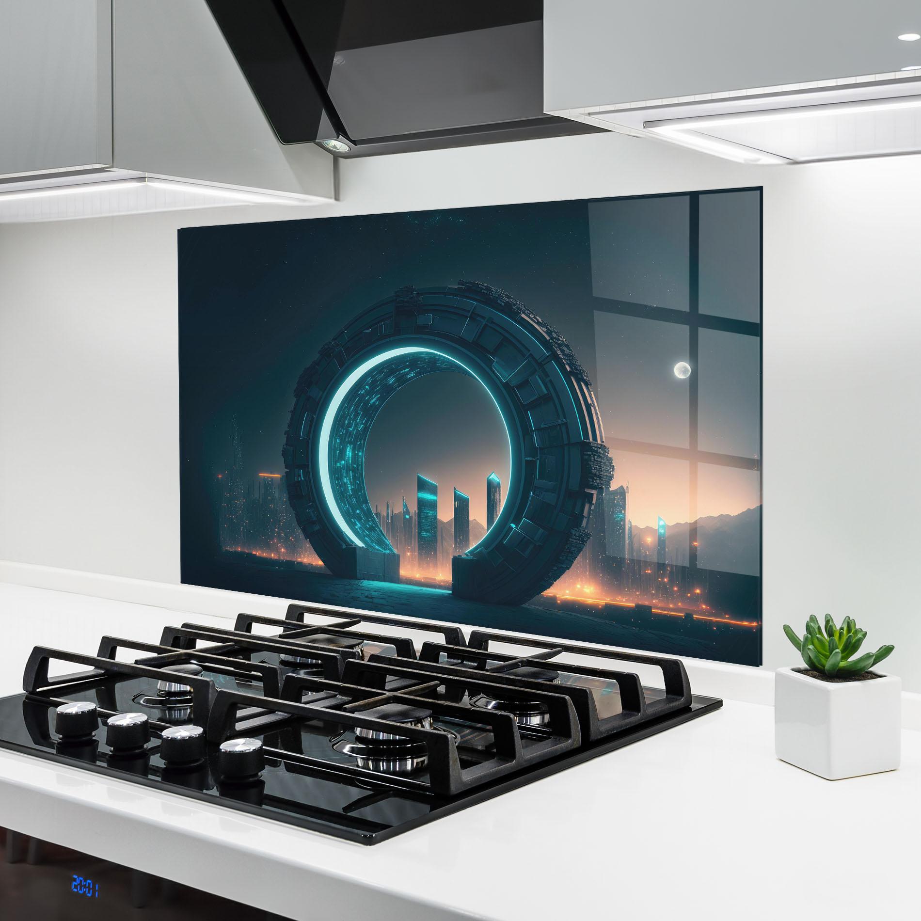 Konyhai üveg hátfal Future Portal mockup 6