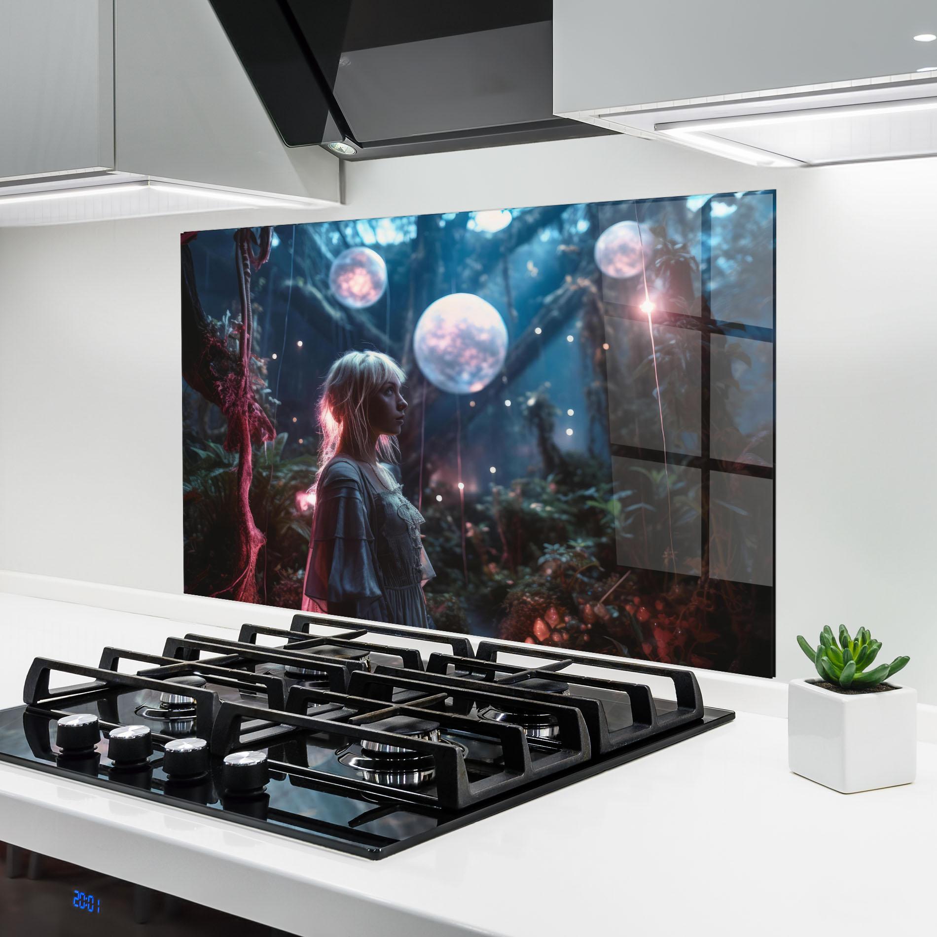 Konyhai üveg hátfal Glowing Balls Floating mockup 6