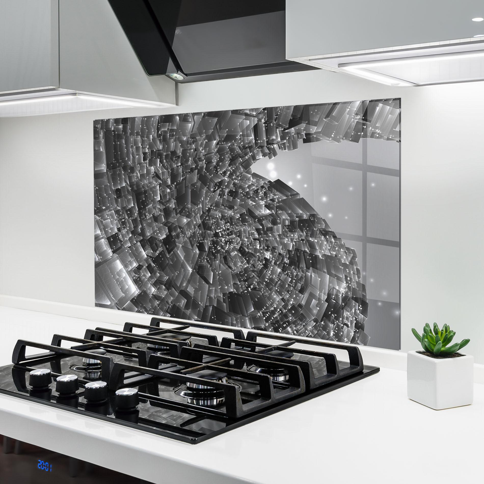 Konyhai üveg hátfal Grey Shape View mockup 6