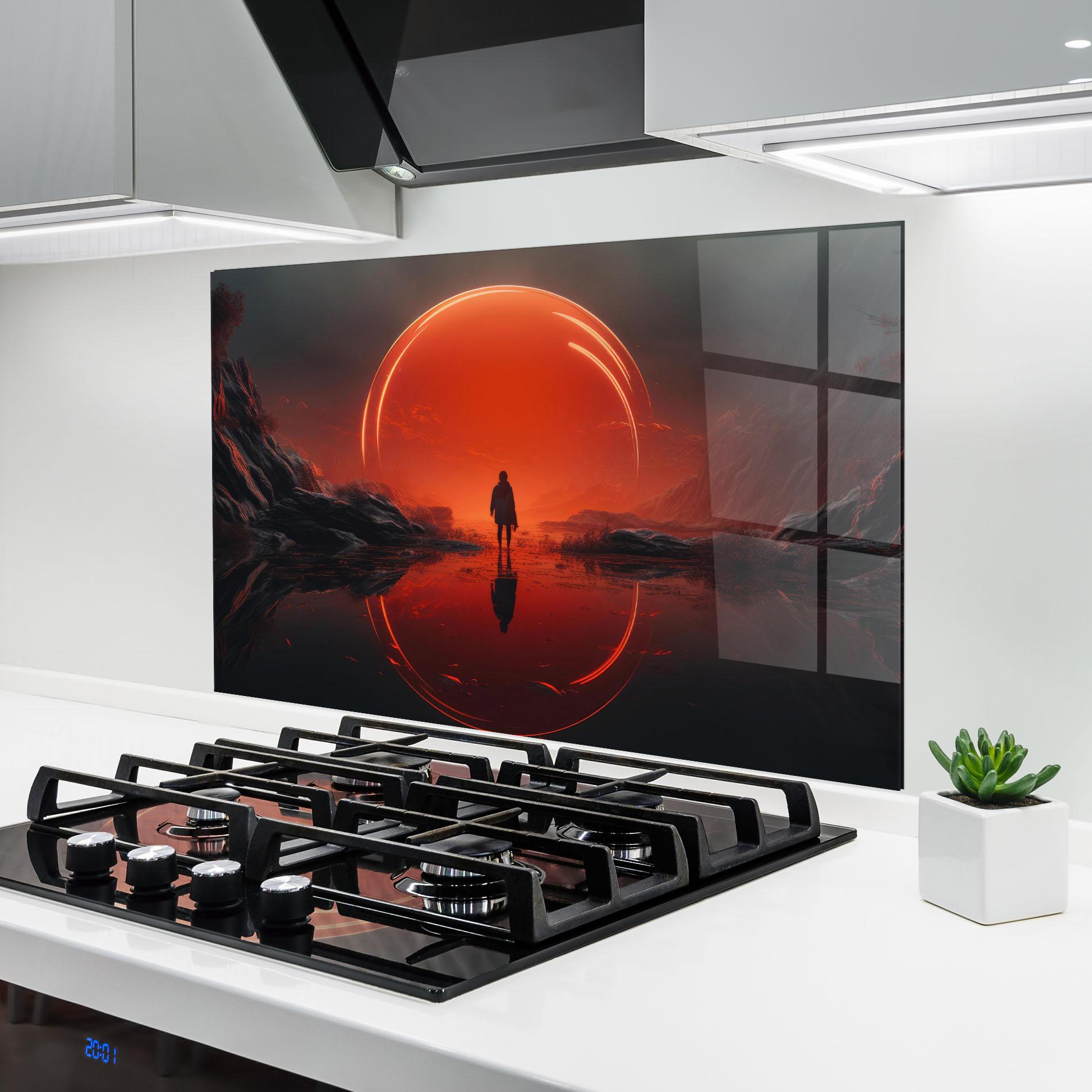 Konyhai üveg hátfal Man Orange Orb mockup 6