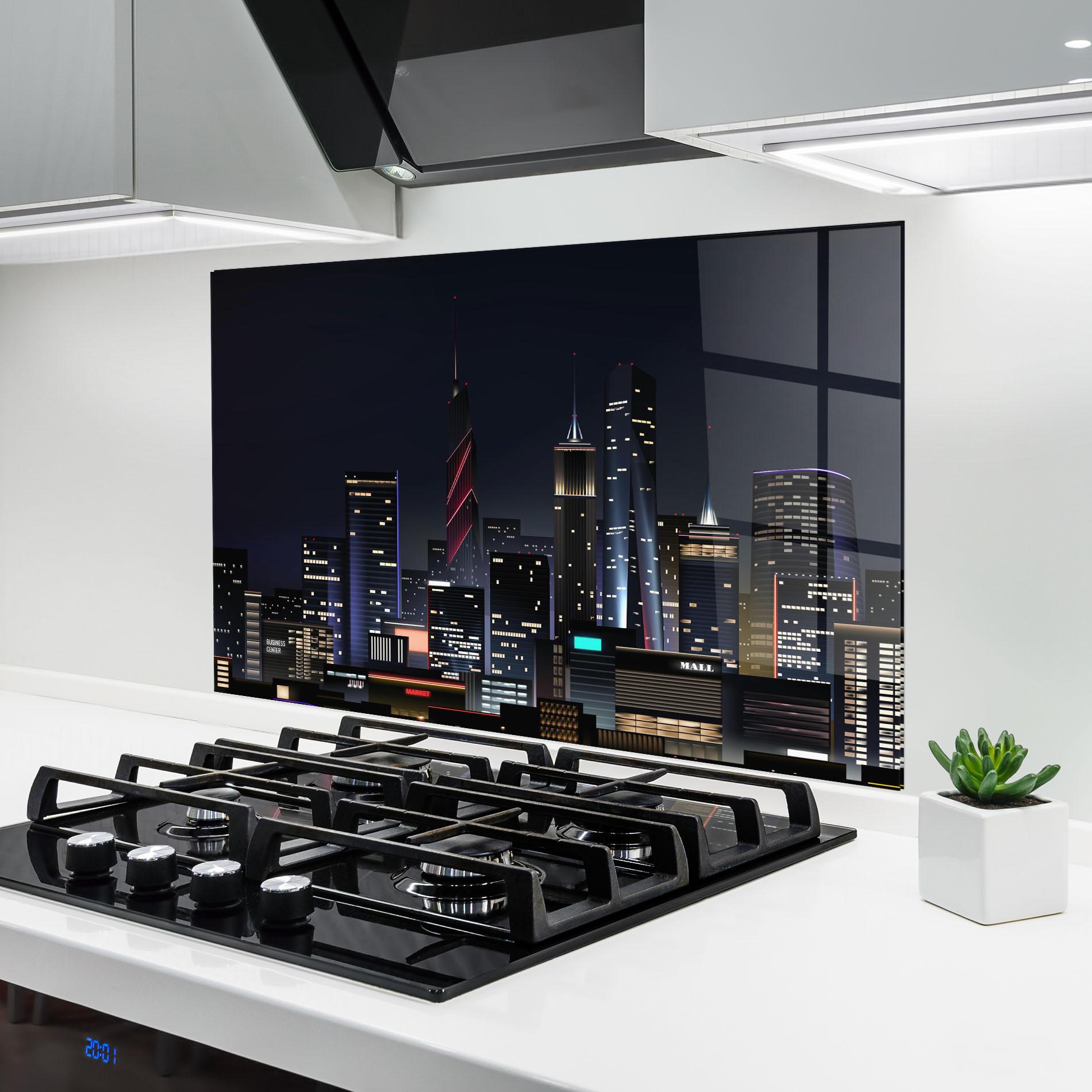 Konyhai üveg hátfal Night City mockup 6