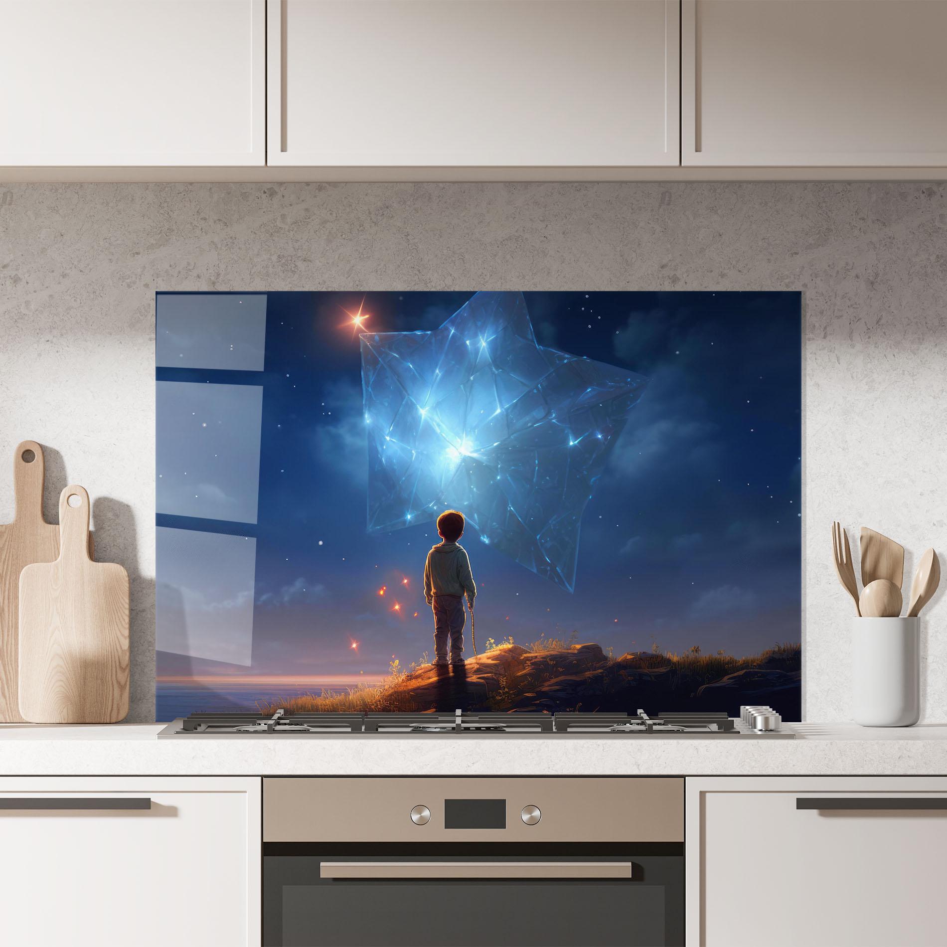 Konyhai üveg hátfal Blue Star Floating mockup 7