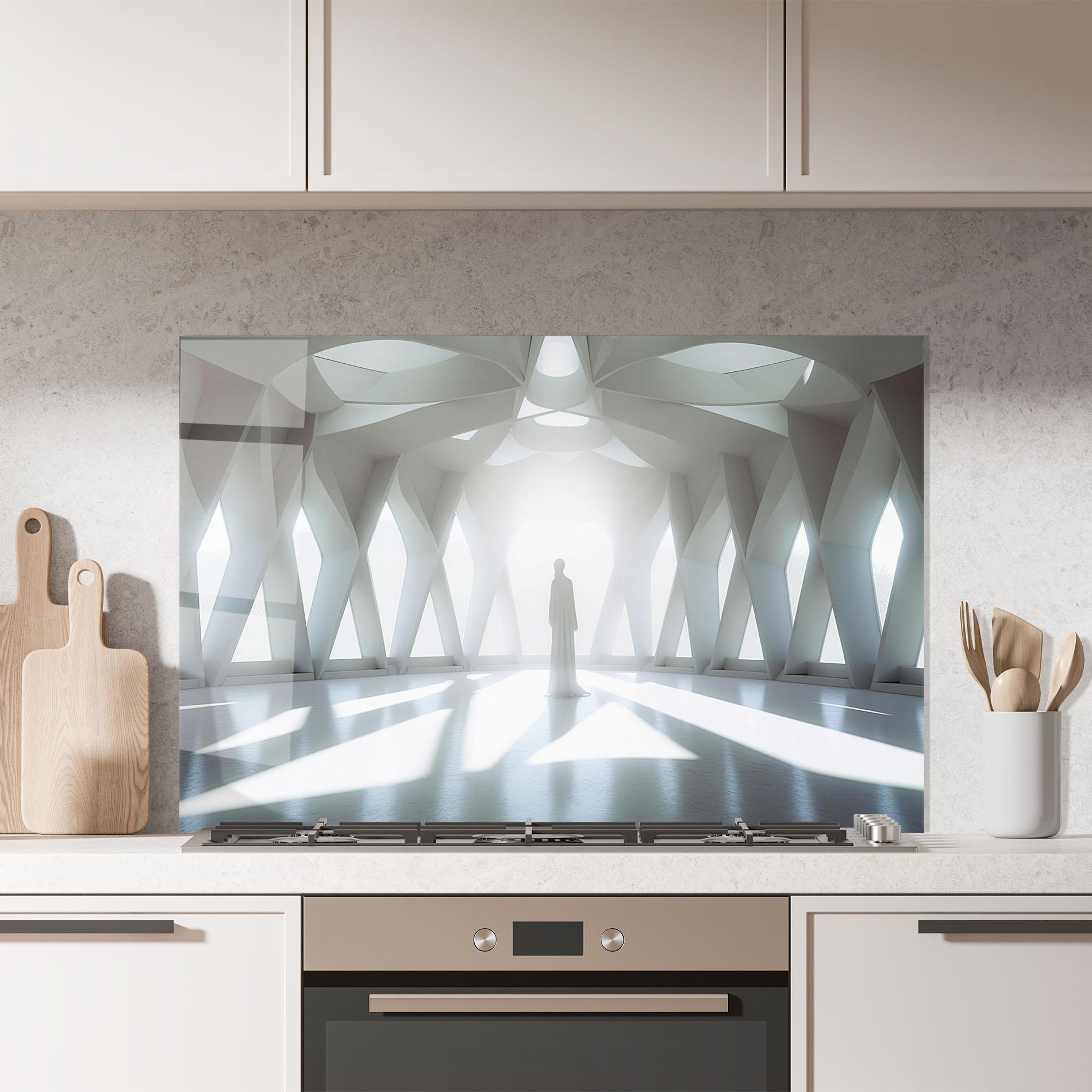 Konyhai üveg hátfal Bright Room Statue mockup 7