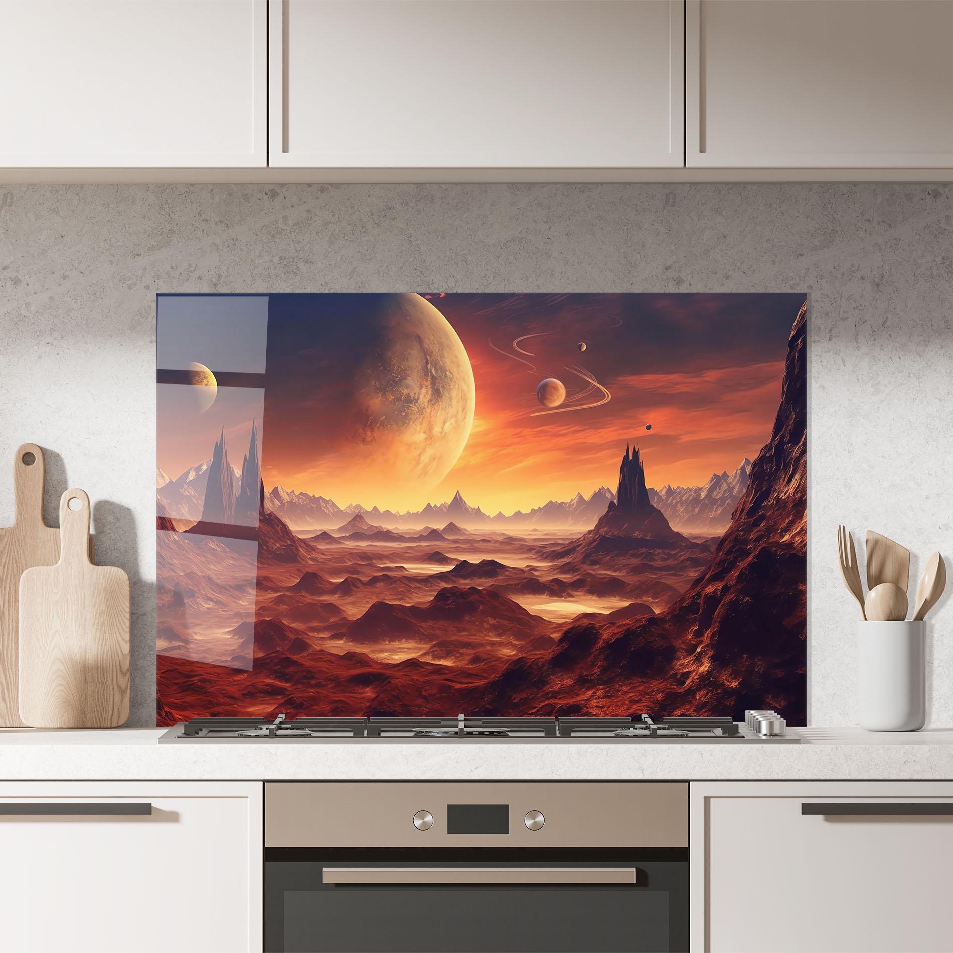 Konyhai üveg hátfal Fiery Orange Sunset mockup 7