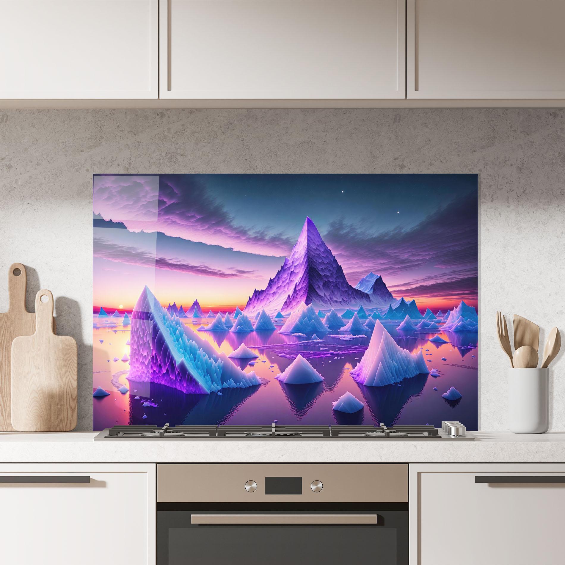 Konyhai üveg hátfal Floating Iceberg mockup 7