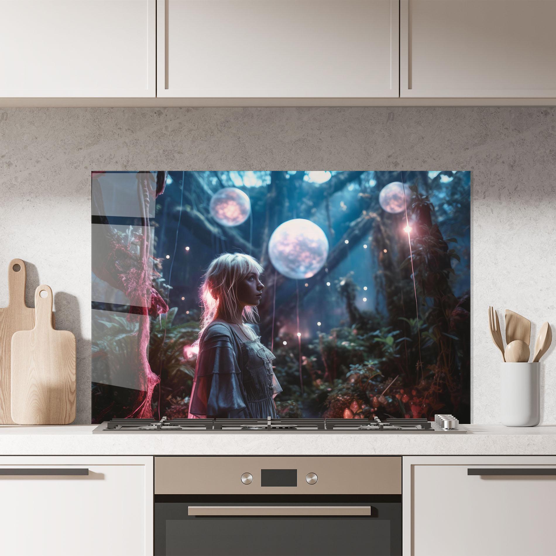 Konyhai üveg hátfal Glowing Balls Floating mockup 7