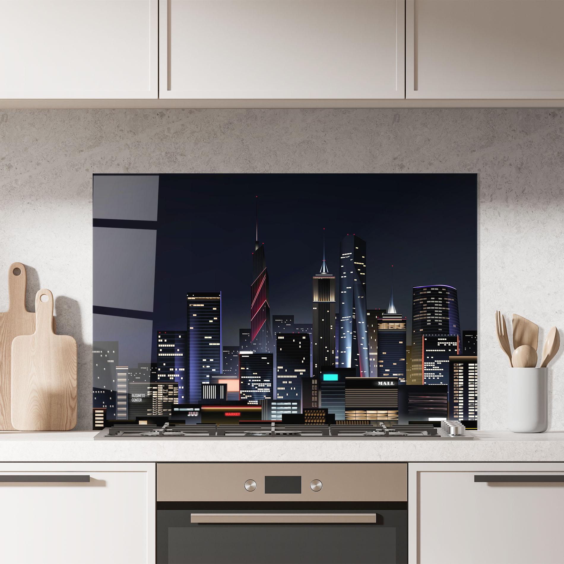 Konyhai üveg hátfal Night City mockup 7