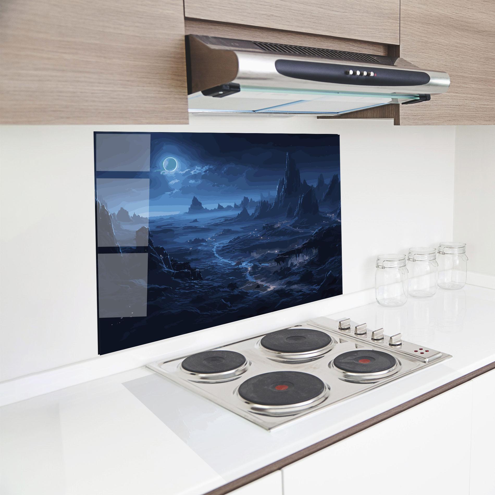 Konyhai üveg hátfal Blue Art World mockup 8