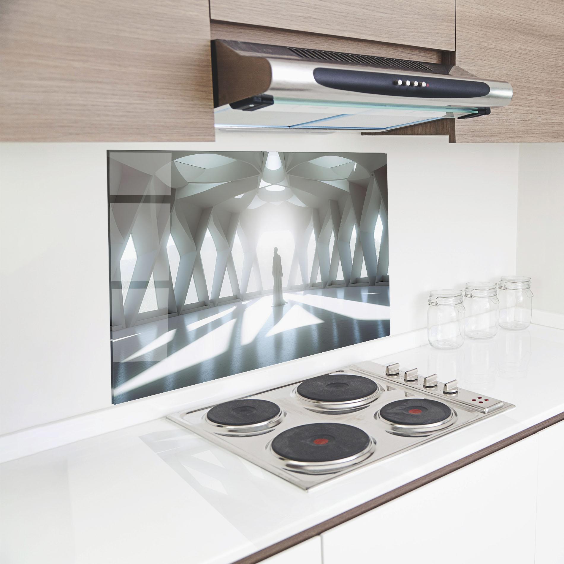 Konyhai üveg hátfal Bright Room Statue mockup 8