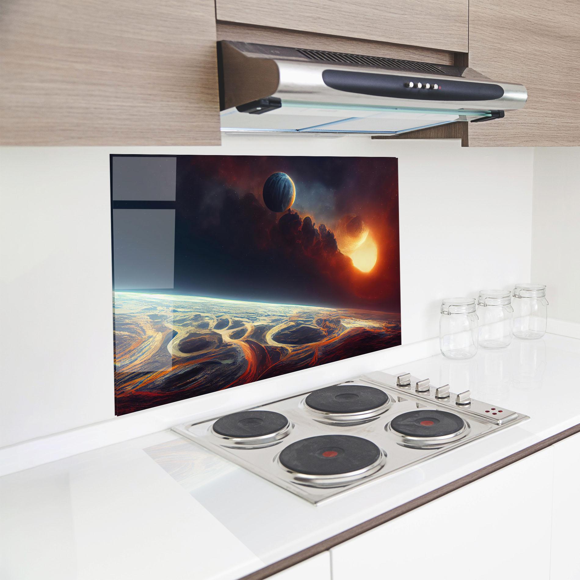 Konyhai üveg hátfal Cosmic Craze mockup 8