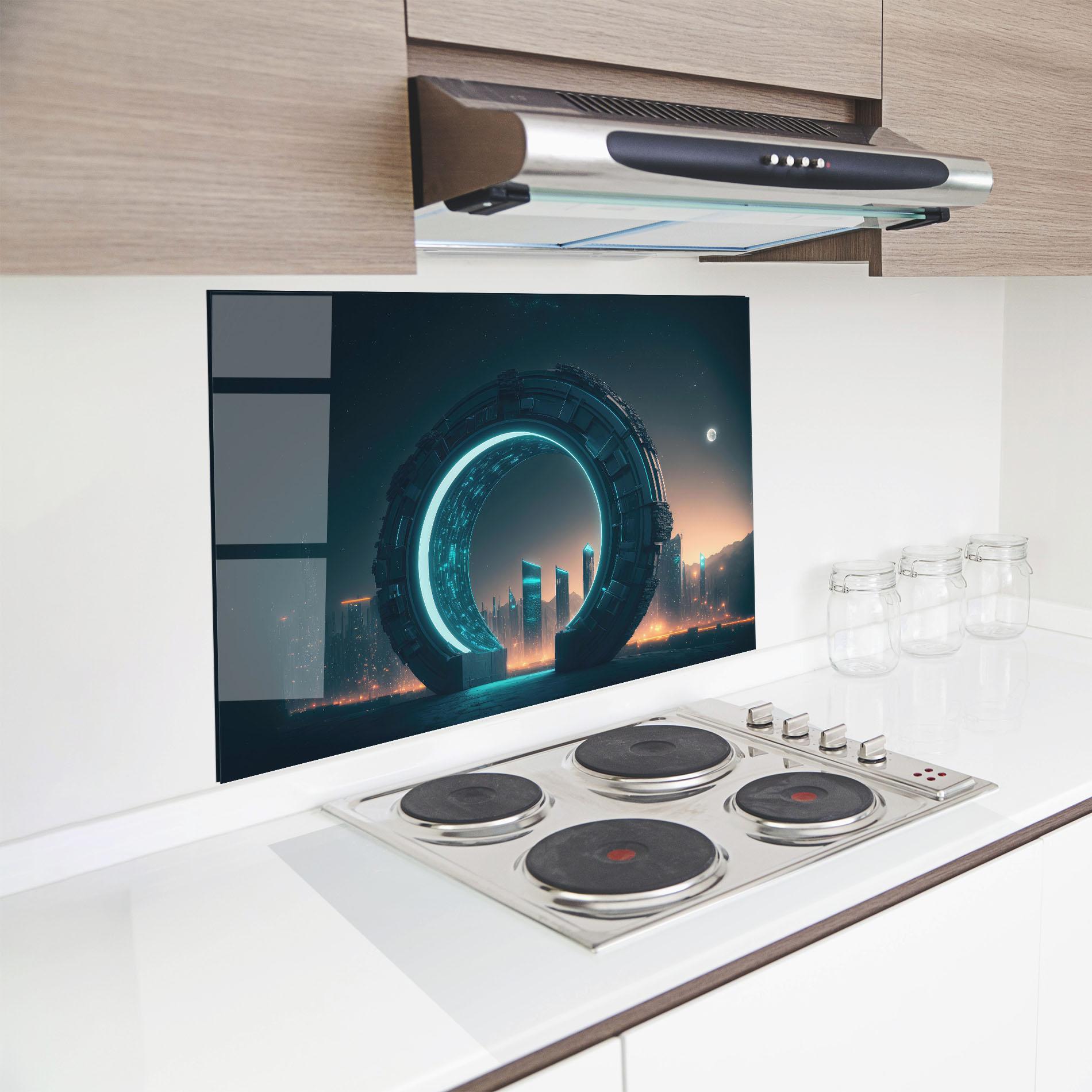 Konyhai üveg hátfal Future Portal mockup 8