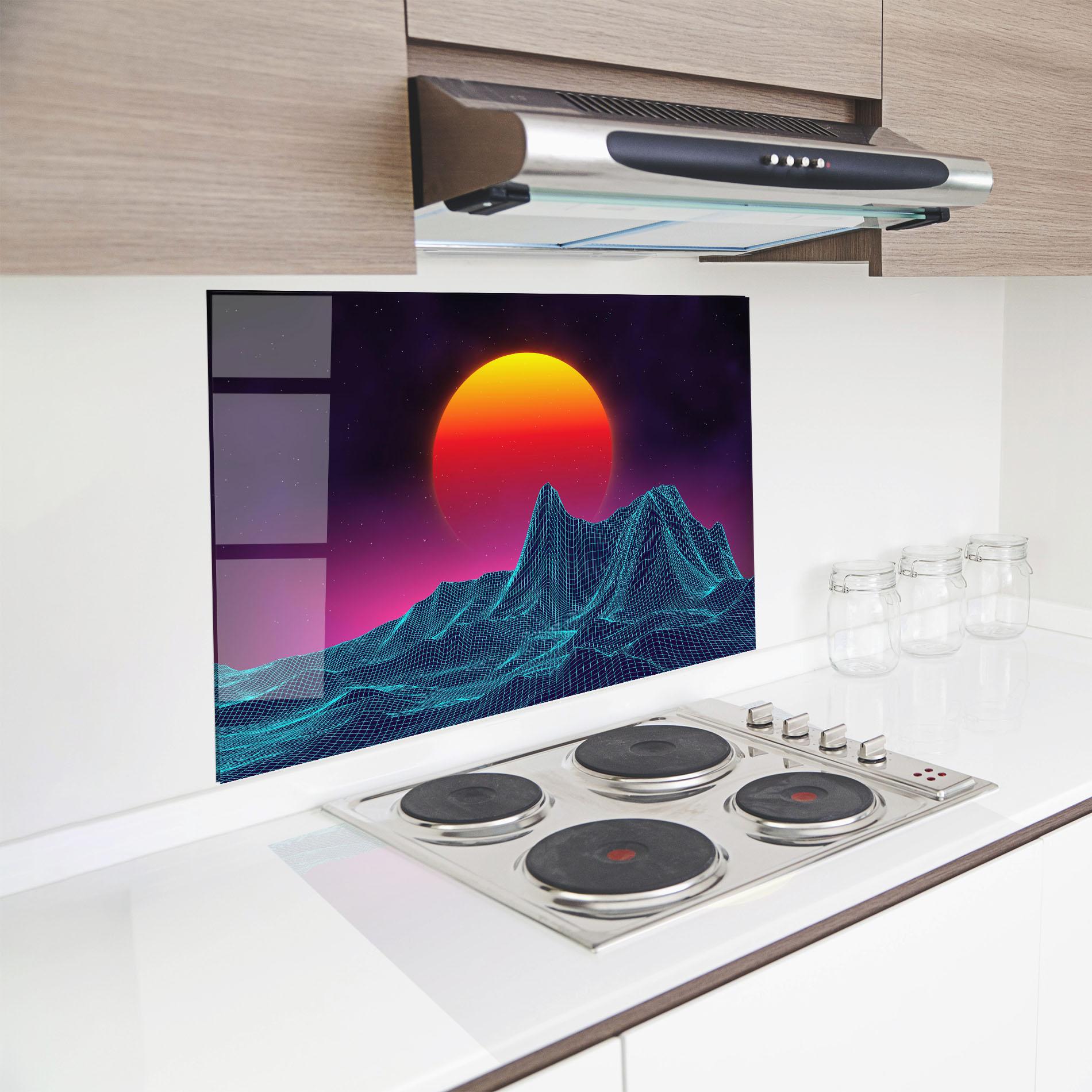 Konyhai üveg hátfal Yellow Orange Planet mockup 8