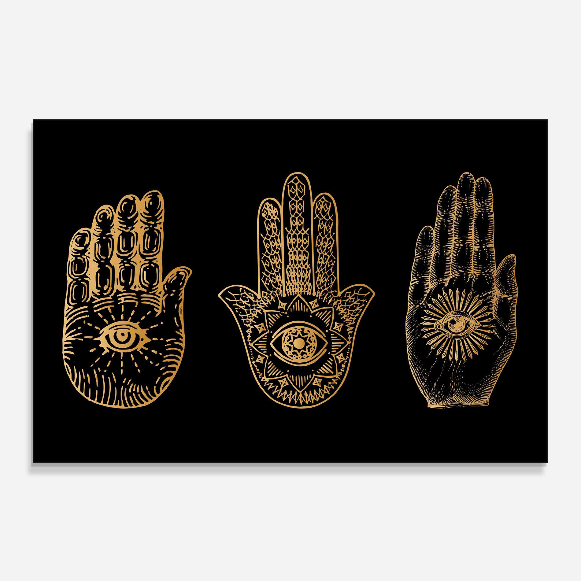 Konyhai üveg hátfal Witch Gold Hands mockup 0