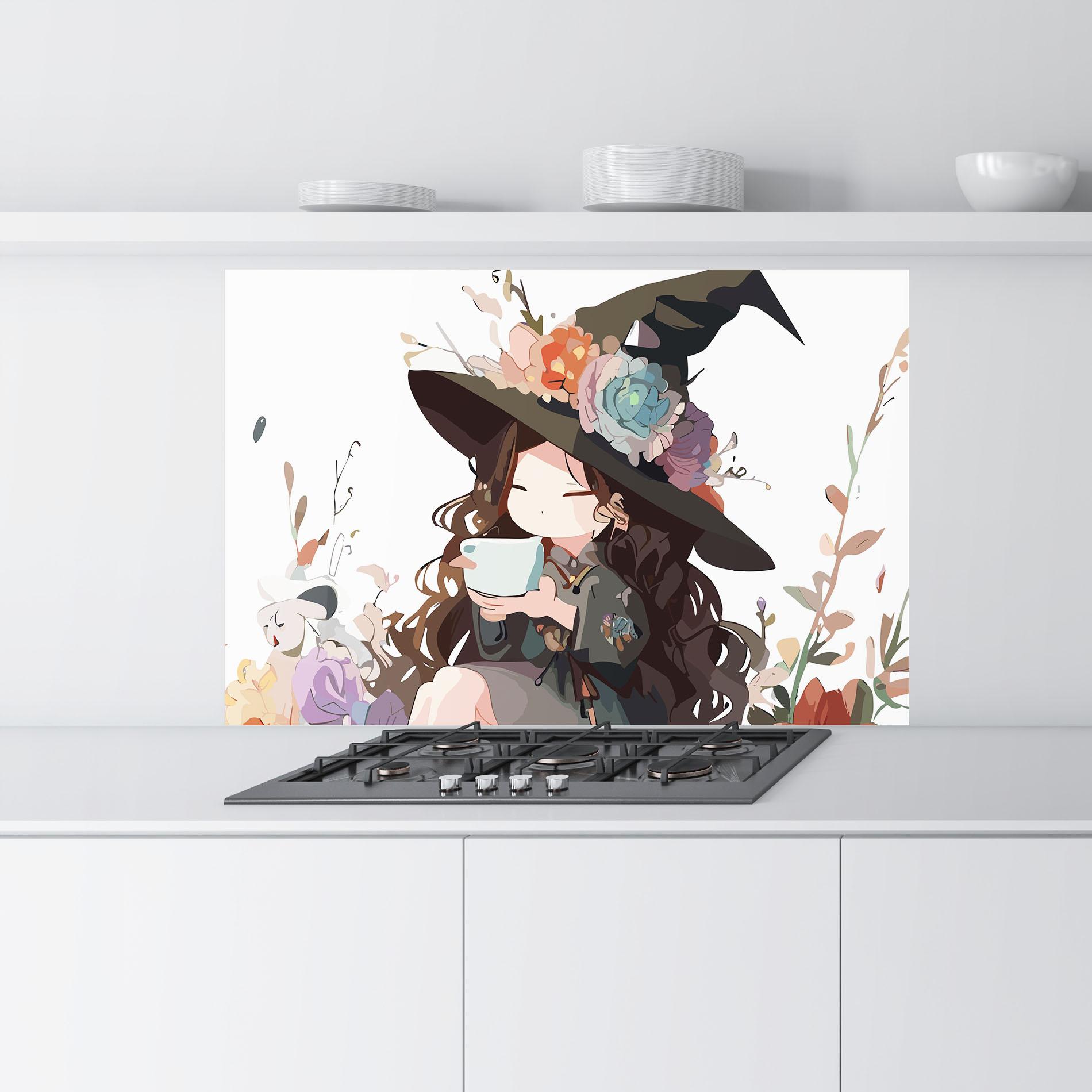 Konyhai üveg hátfal Cute Witch mockup 9
