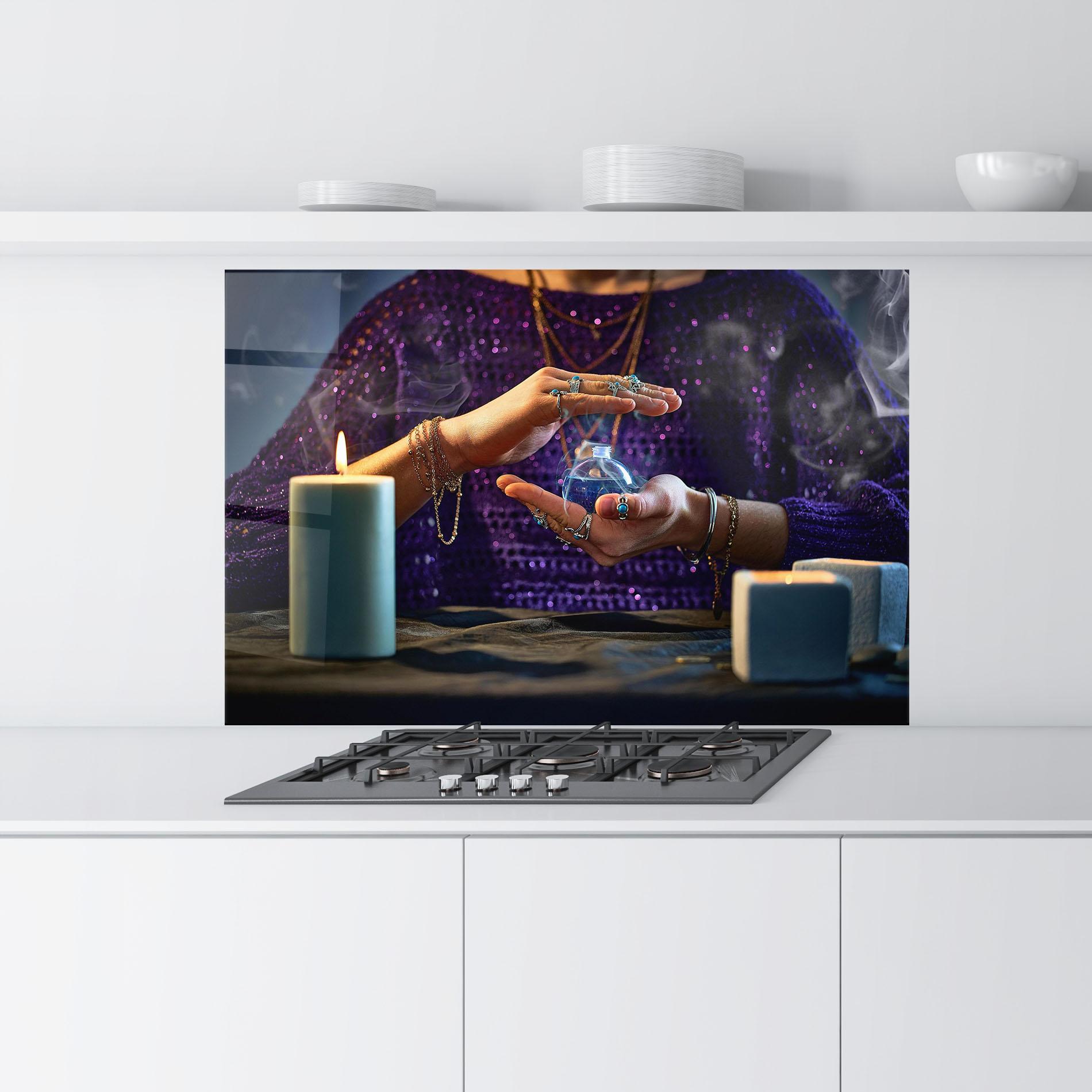 Konyhai üveg hátfal Witch Magic Smoke mockup 9