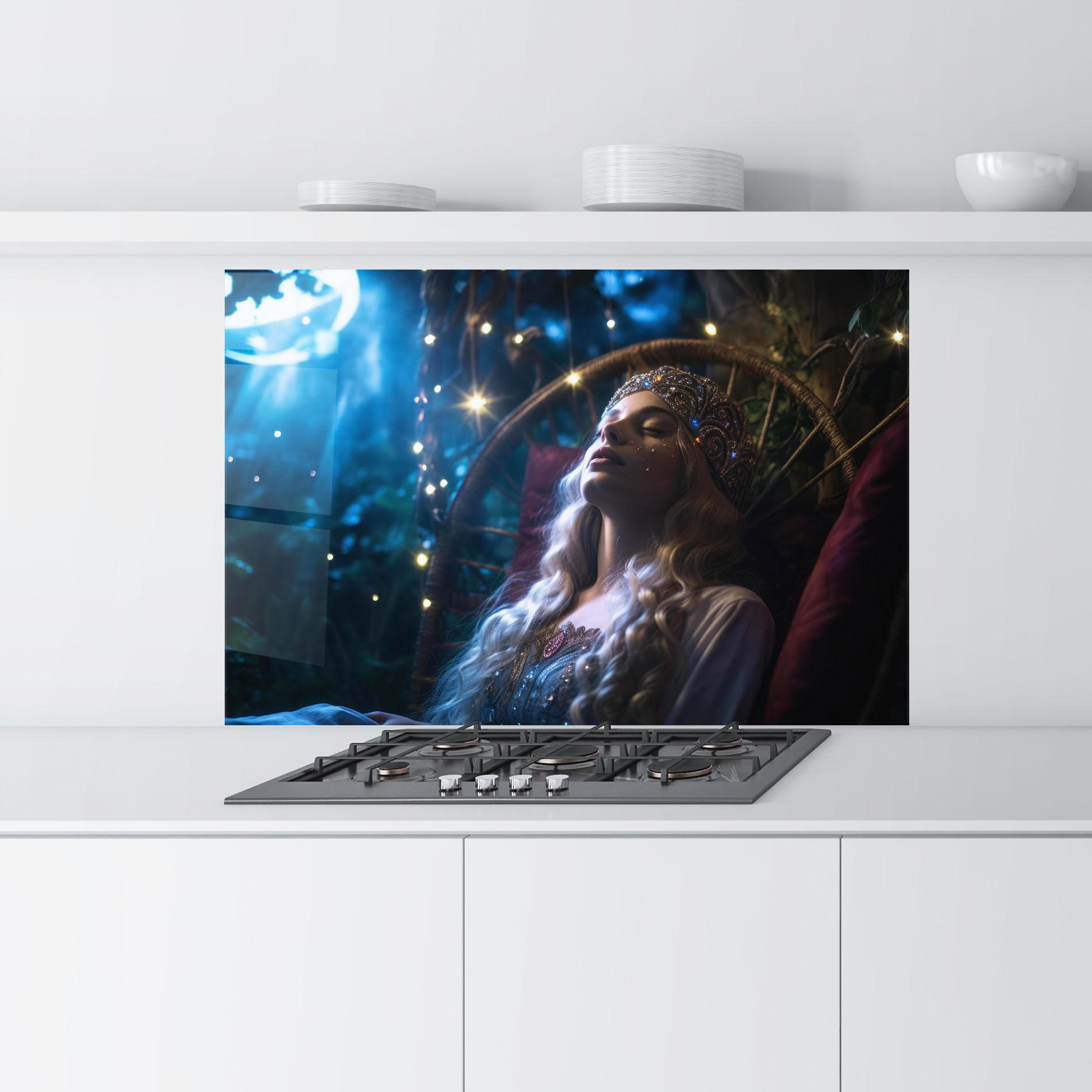 Konyhai üveg hátfal Witch Sleeping mockup 9