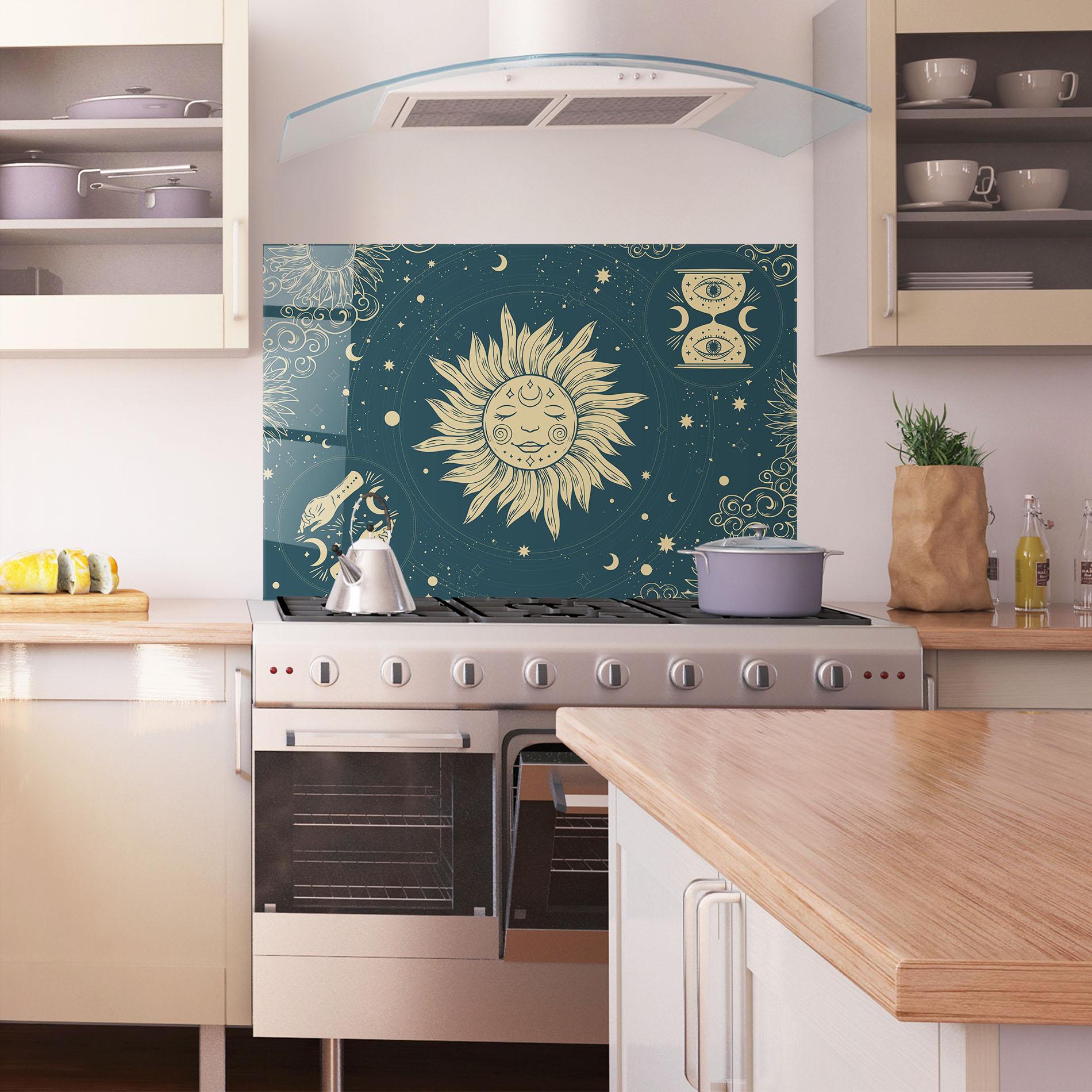 Konyhai üveg hátfal Sun Face Magic mockup 1