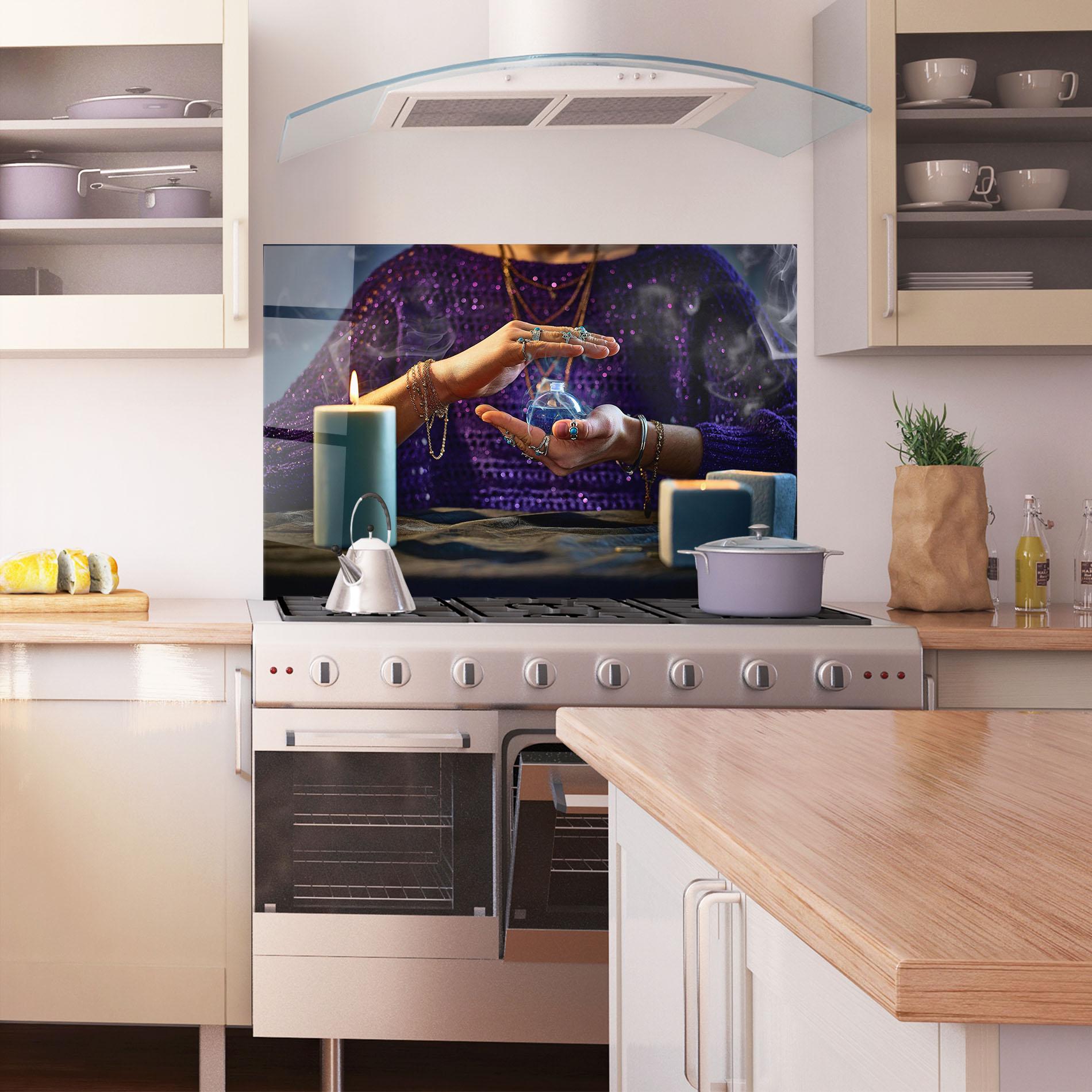 Konyhai üveg hátfal Witch Magic Smoke mockup 1