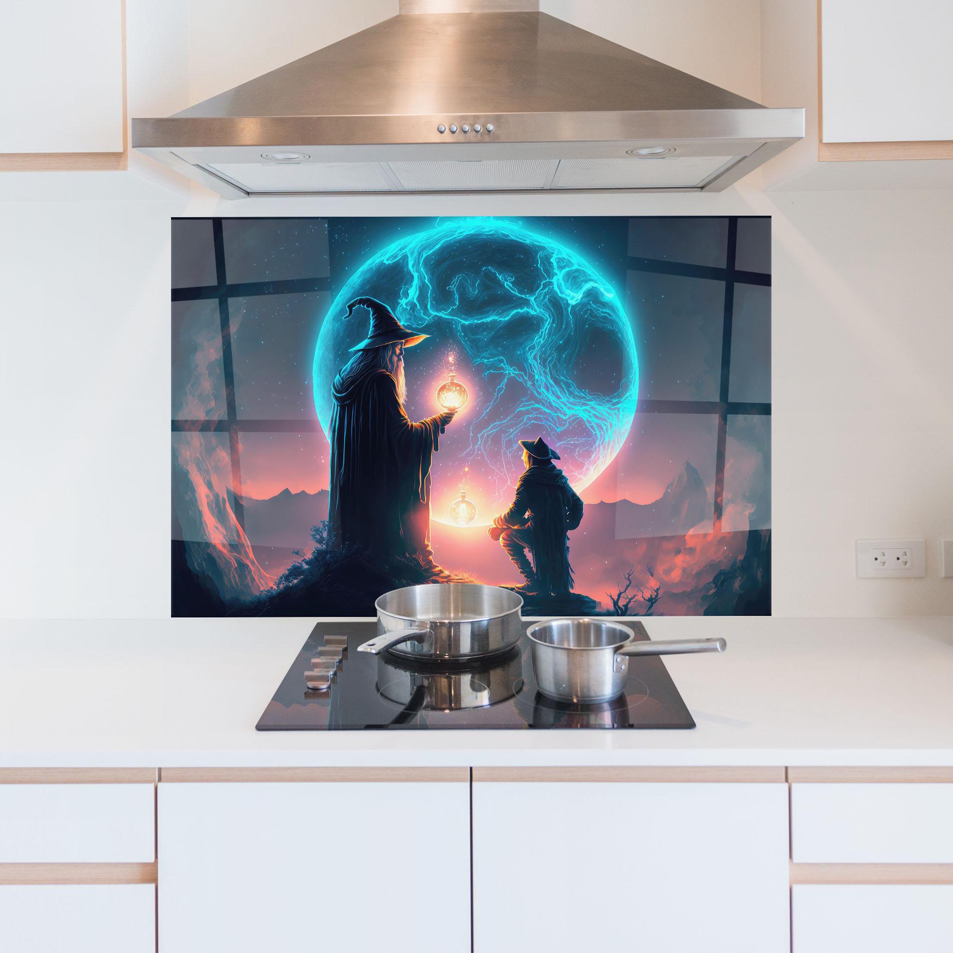 Konyhai üveg hátfal Wizard Magic mockup 5