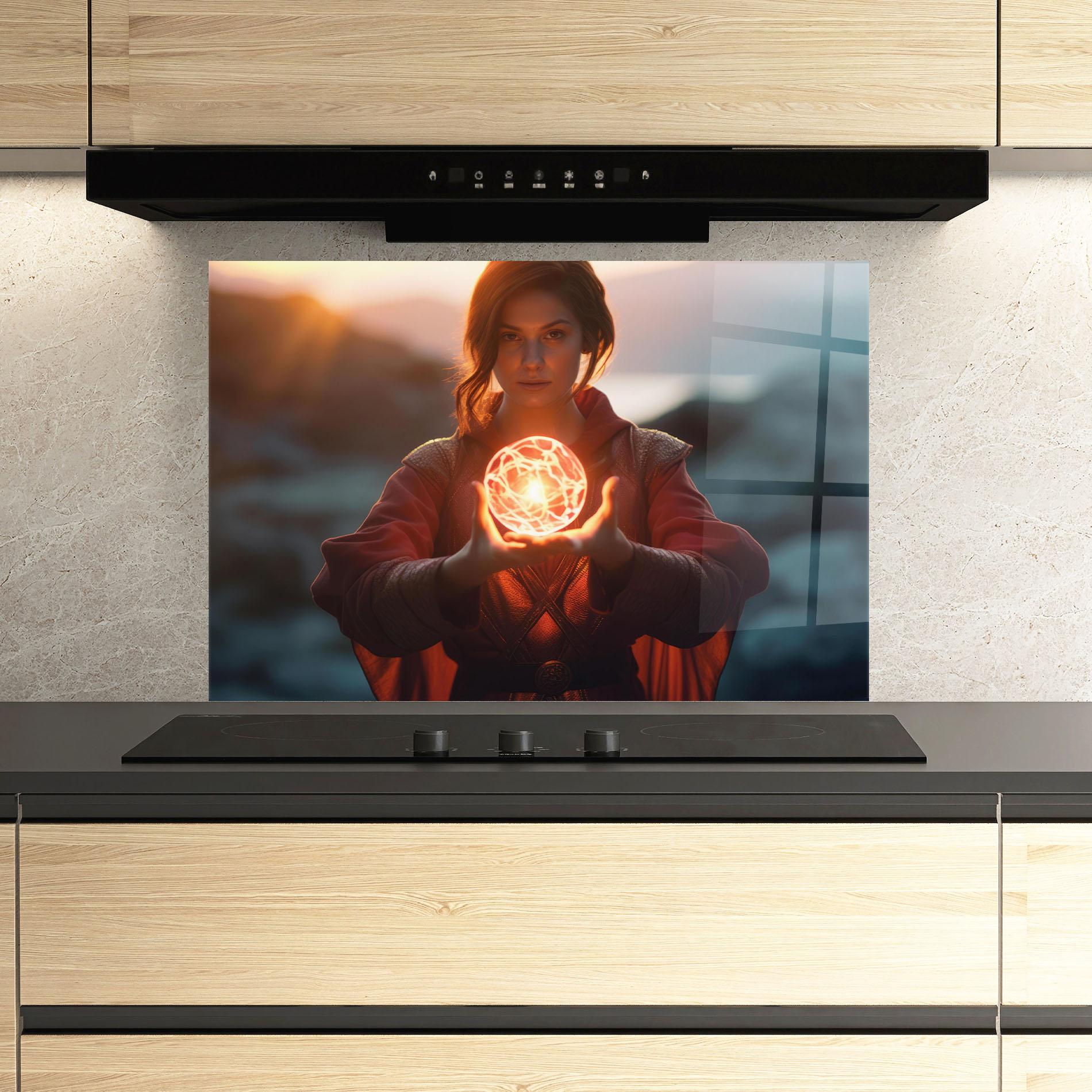 Konyhai üveg hátfal Witch Ball mockup 3