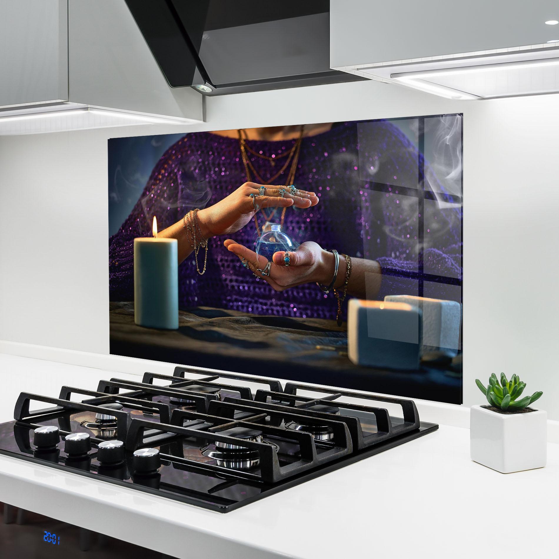 Konyhai üveg hátfal Witch Magic Smoke mockup 6