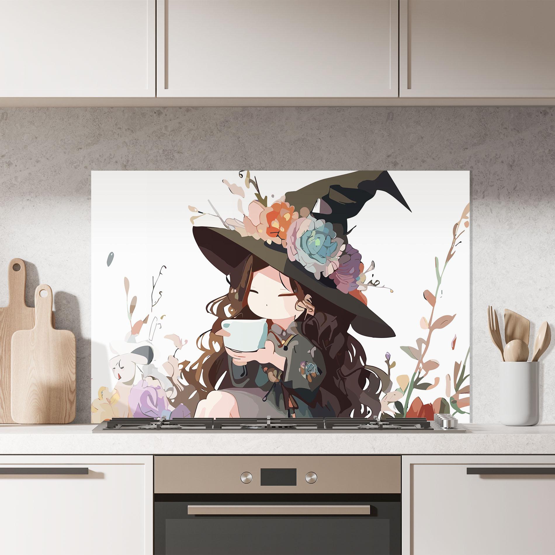 Konyhai üveg hátfal Cute Witch mockup 7