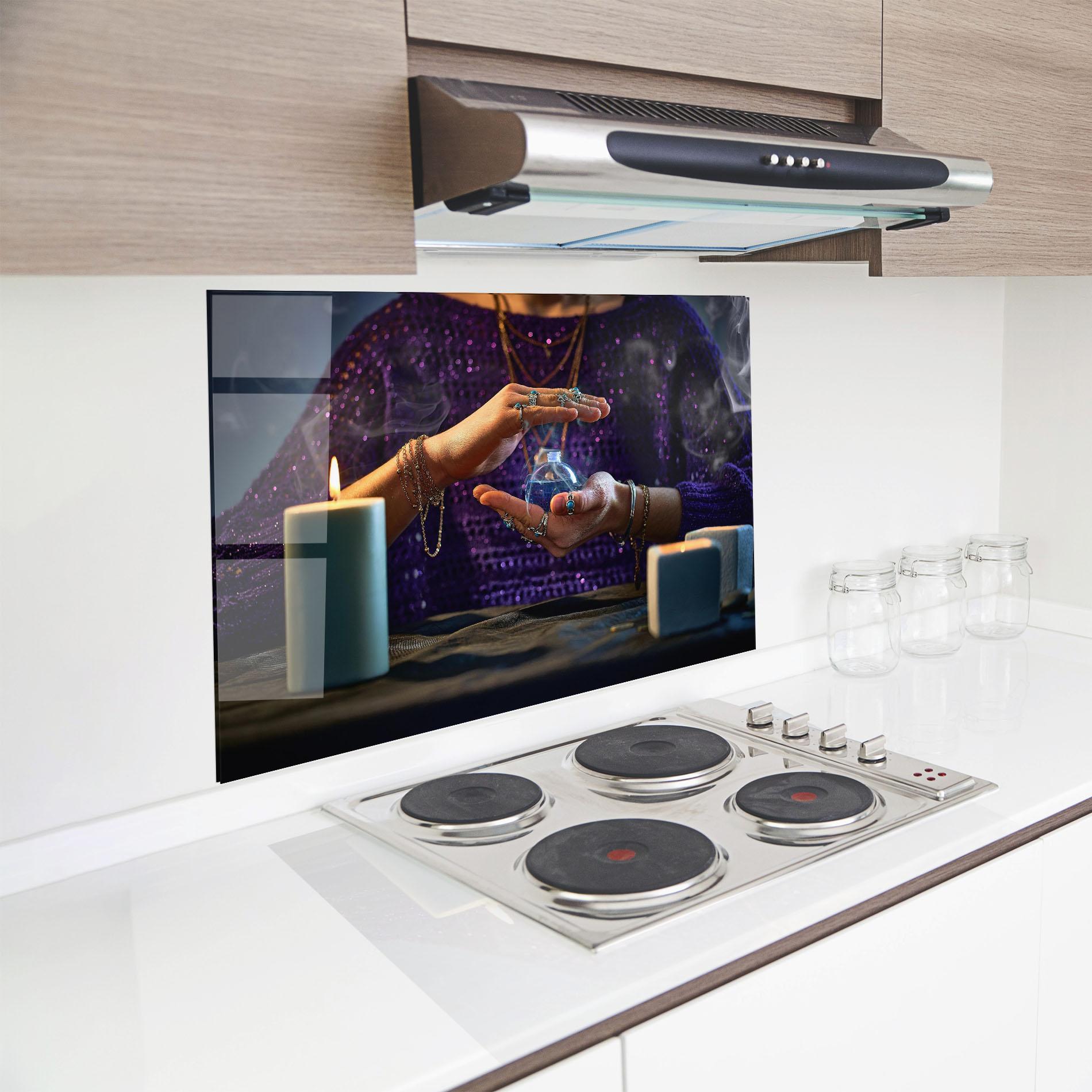 Konyhai üveg hátfal Witch Magic Smoke mockup 8