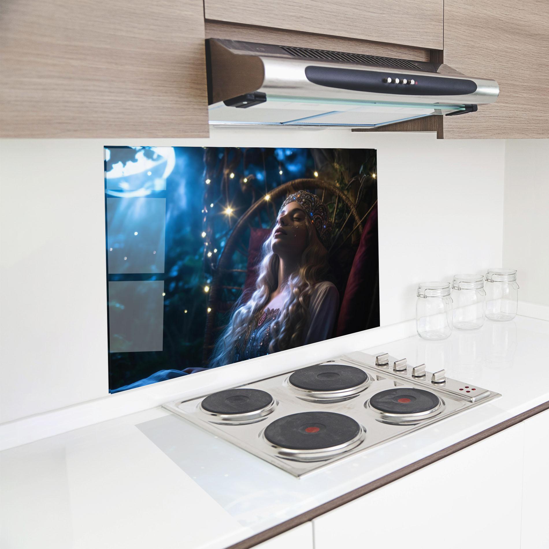 Konyhai üveg hátfal Witch Sleeping mockup 8