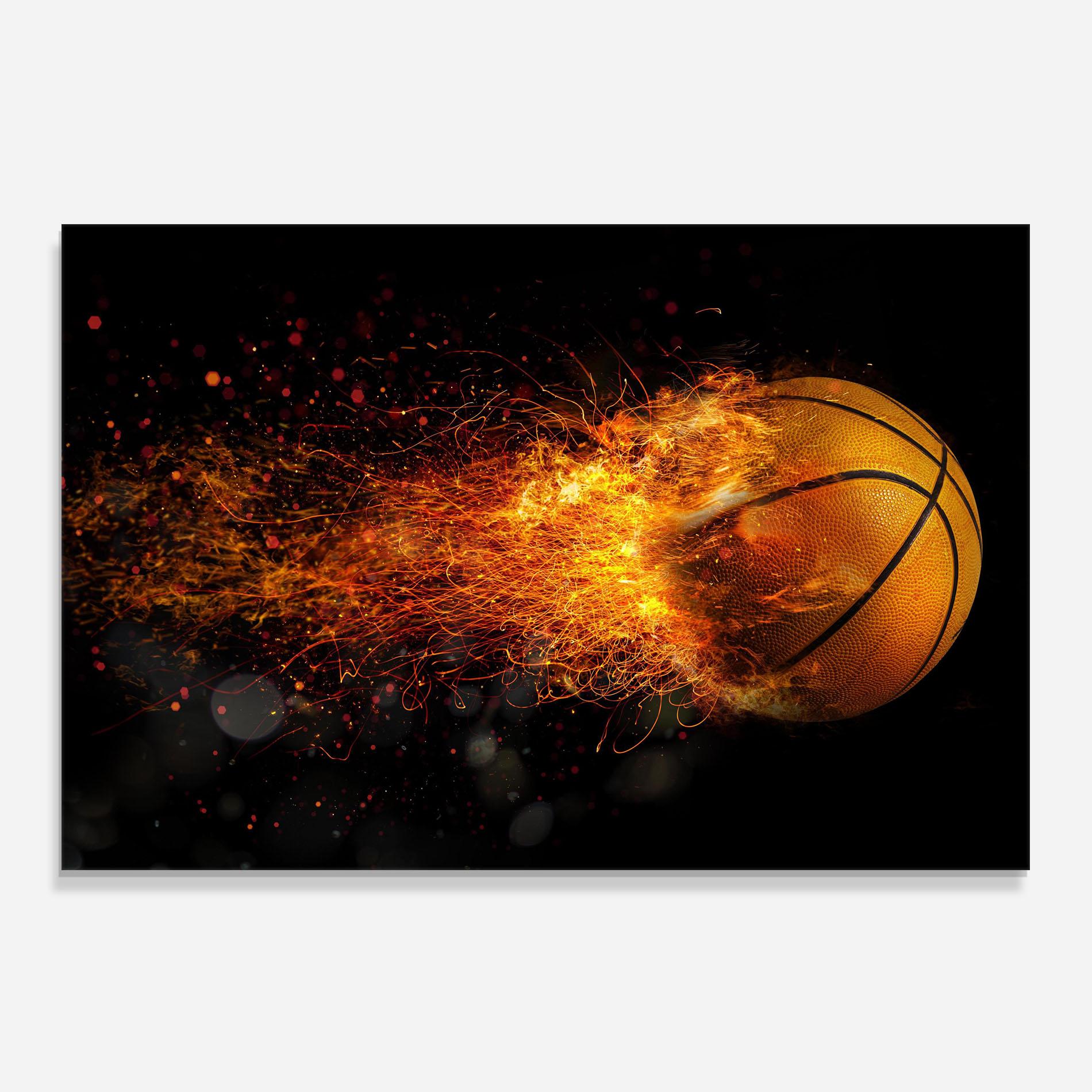 Konyhai üveg hátfal Basket Ball Flame mockup 0