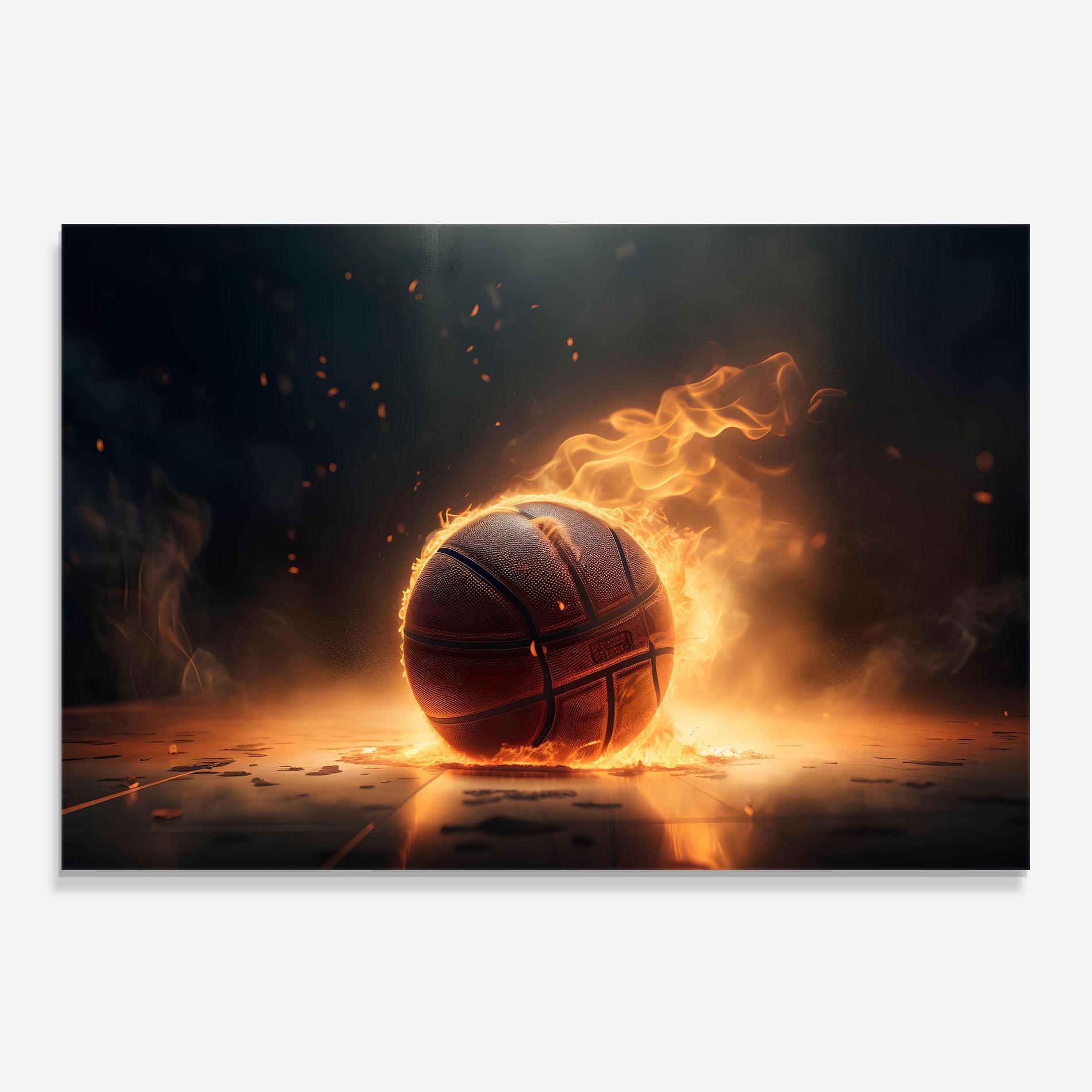 Konyhai üveg hátfal Fire Basketball mockup 0