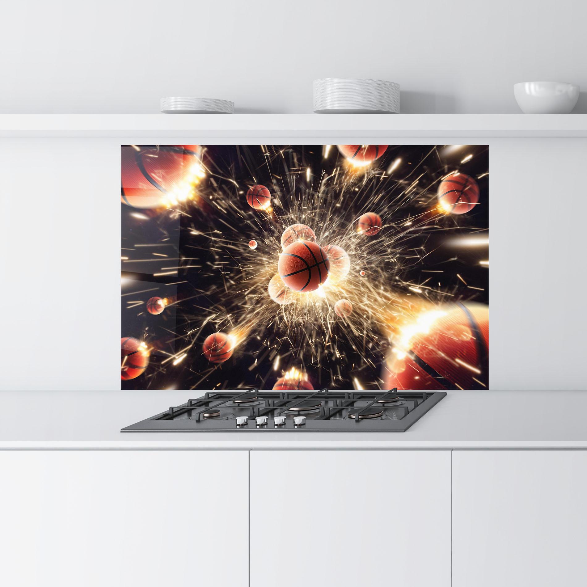 Konyhai üveg hátfal Basketball Explosion mockup 9