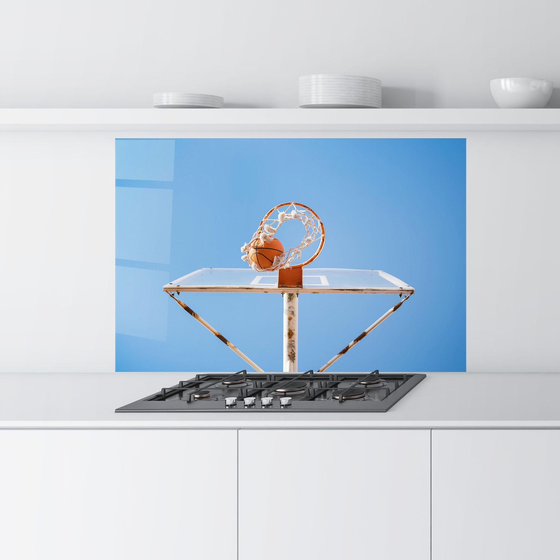 Konyhai üveg hátfal Basketball Hoop Blue Sky mockup 9
