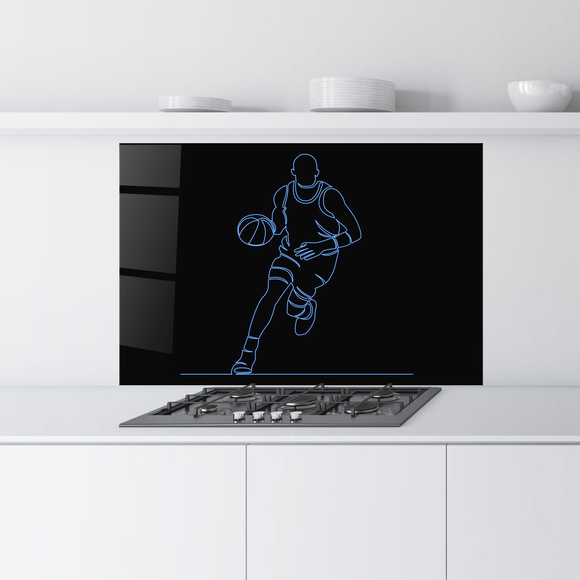Konyhai üveg hátfal Neon Basketball Player mockup 9